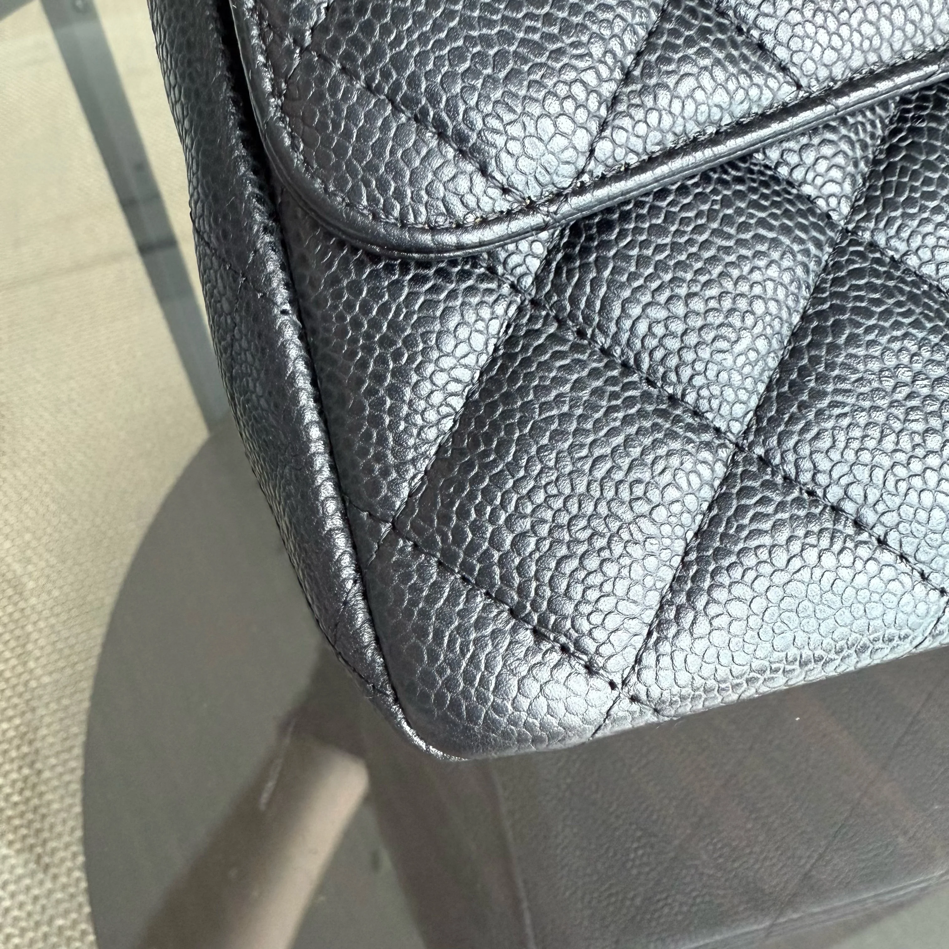 Chanel Classic Flap Maxi - Caviar 33CM Quilted Grained Calfskin Black Gold Hardware Series 19