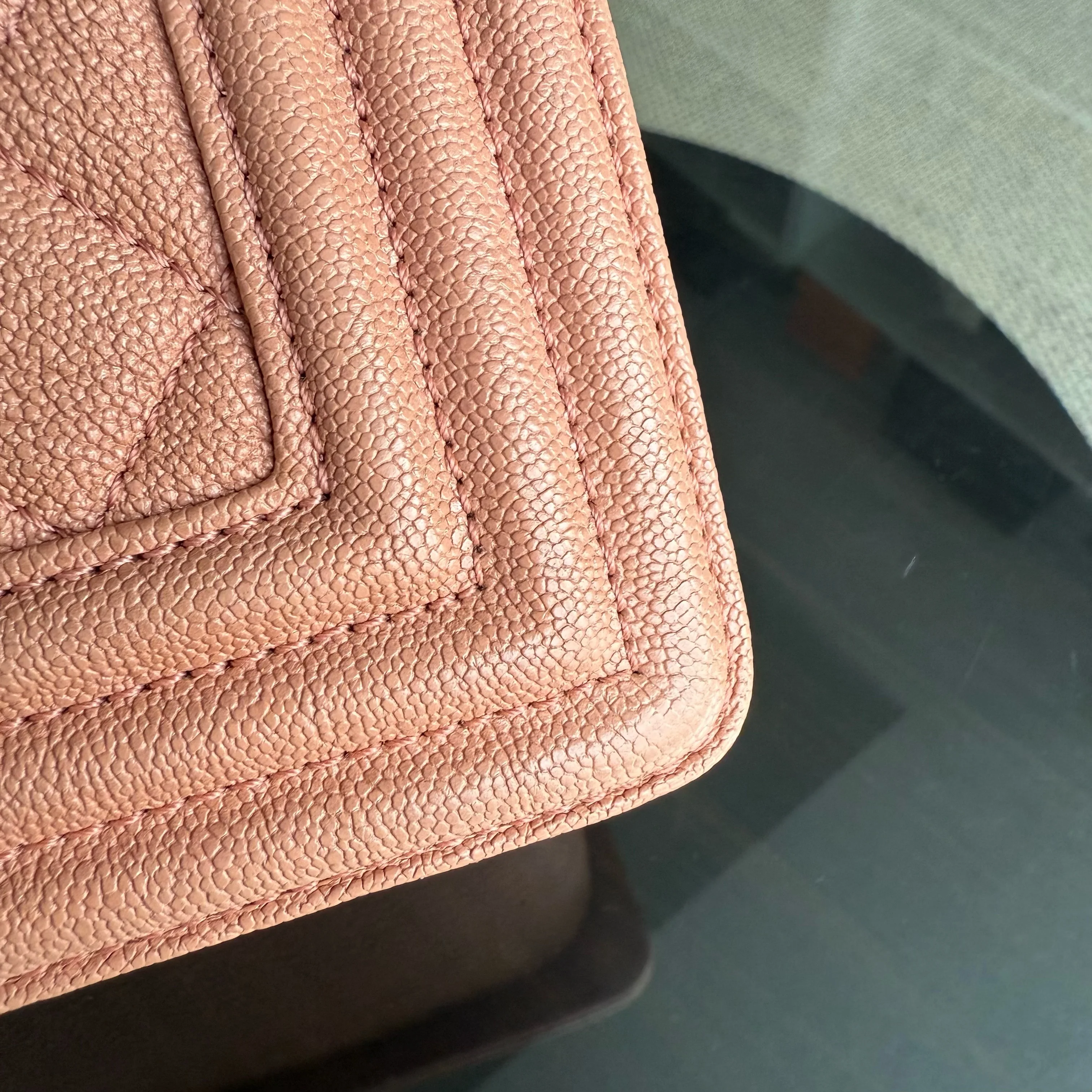 Chanel Boy Medium - Caviar 25CM Quilted Nude Blush Caramel Ruthenium Silver Hardware Series 26