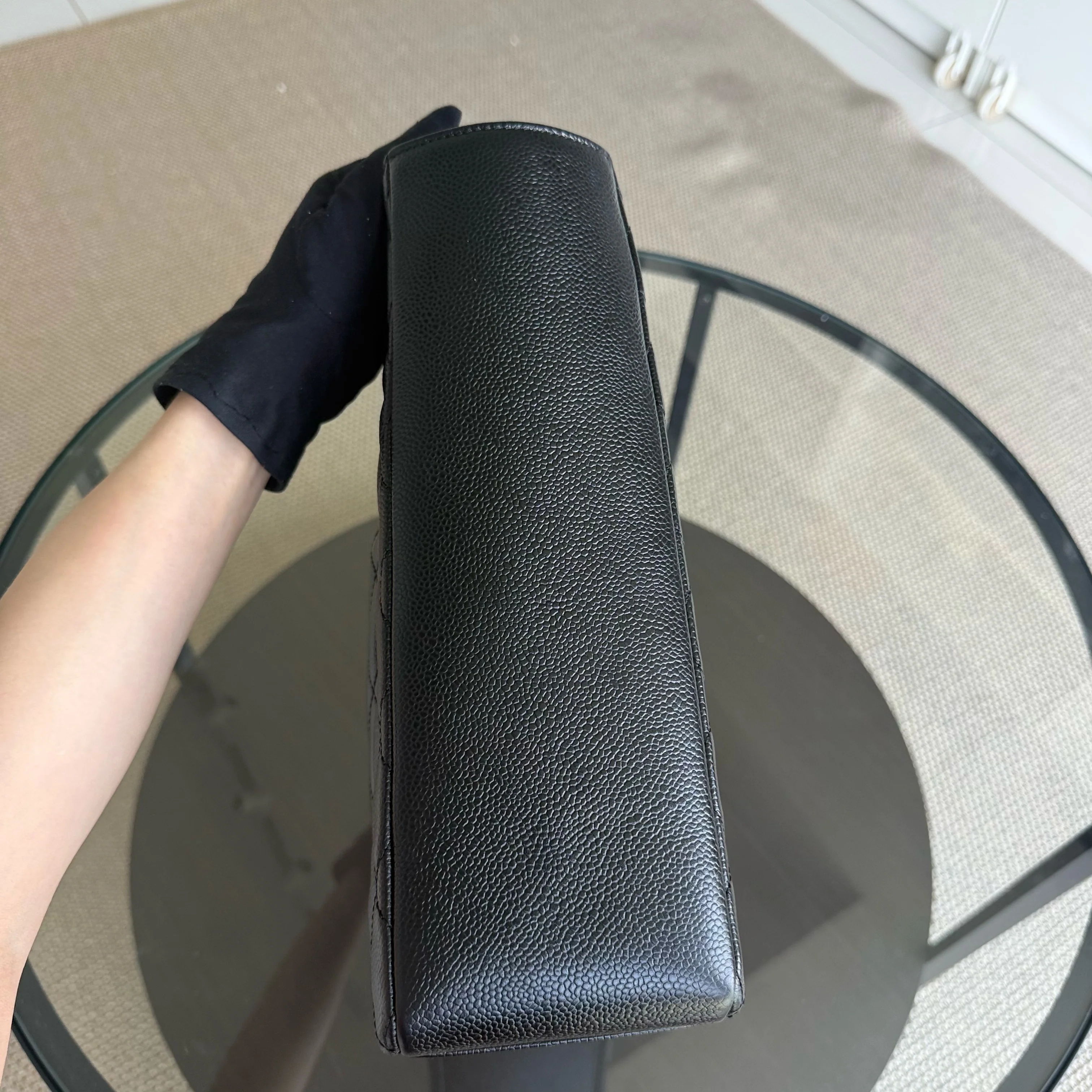 Chanel PST Petite Shopping Tote XL - Extra Large Caviar Grained Calfskin Black Silver Hardware Series 16