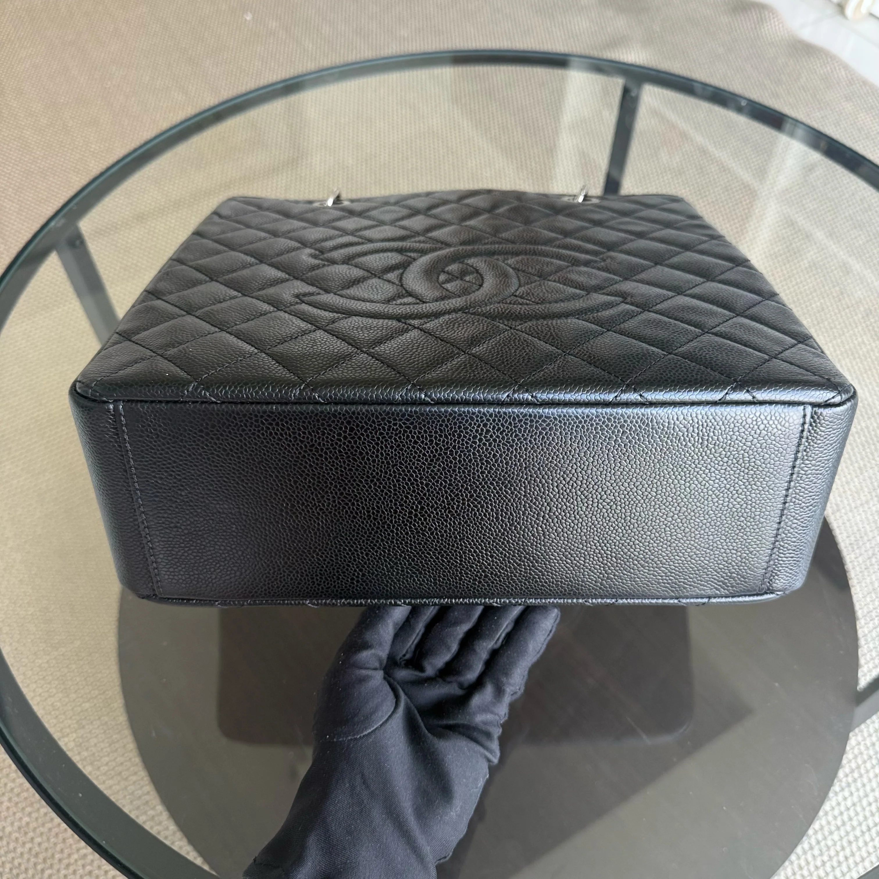 Chanel PST Petite Shopping Tote XL - Extra Large Caviar Grained Calfskin Black Silver Hardware Series 16