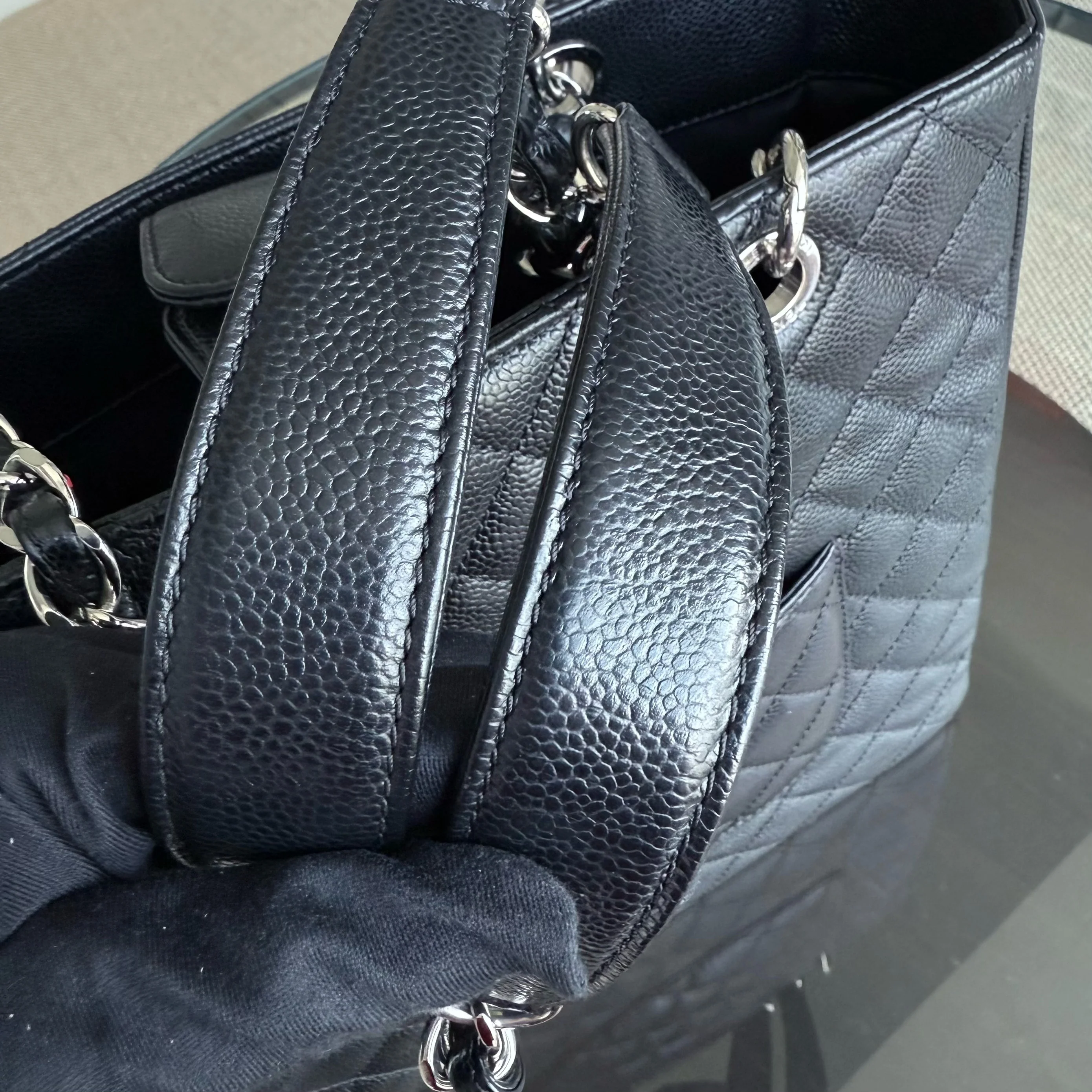 Chanel PST Petite Shopping Tote XL - Extra Large Caviar Grained Calfskin Black Silver Hardware Series 16