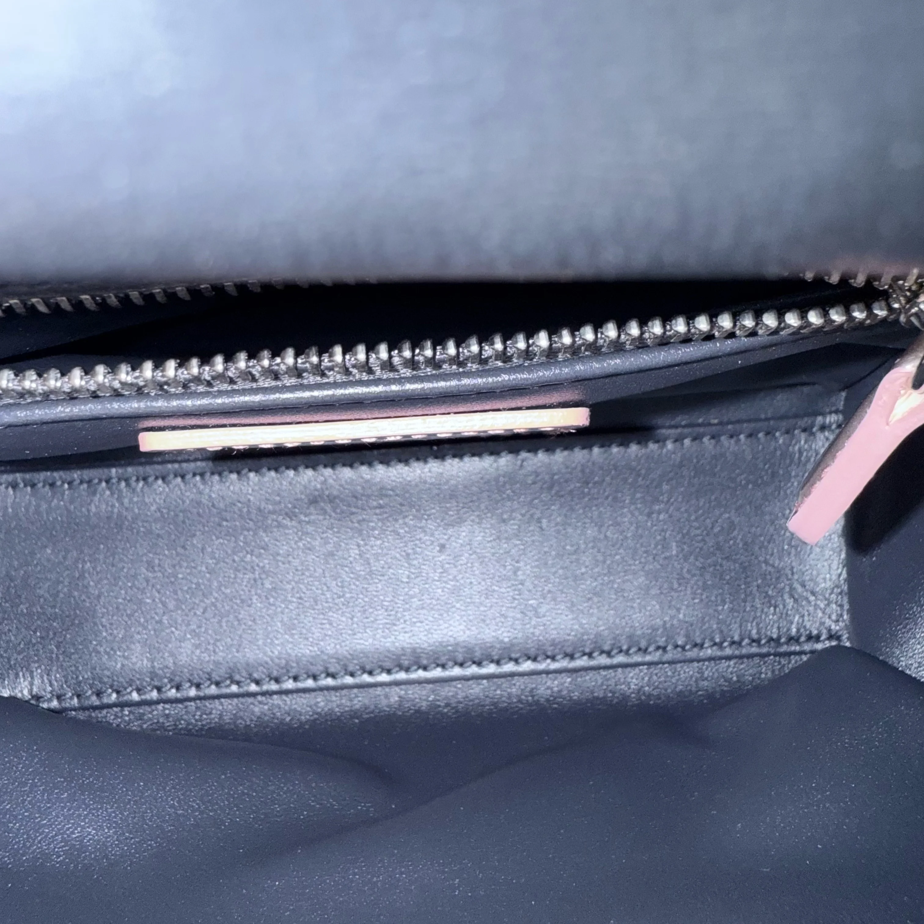 Dior Lady Mini - Calfskin Micro-Cannage Metallic Rose Gold Silver Hardware Chain Strap