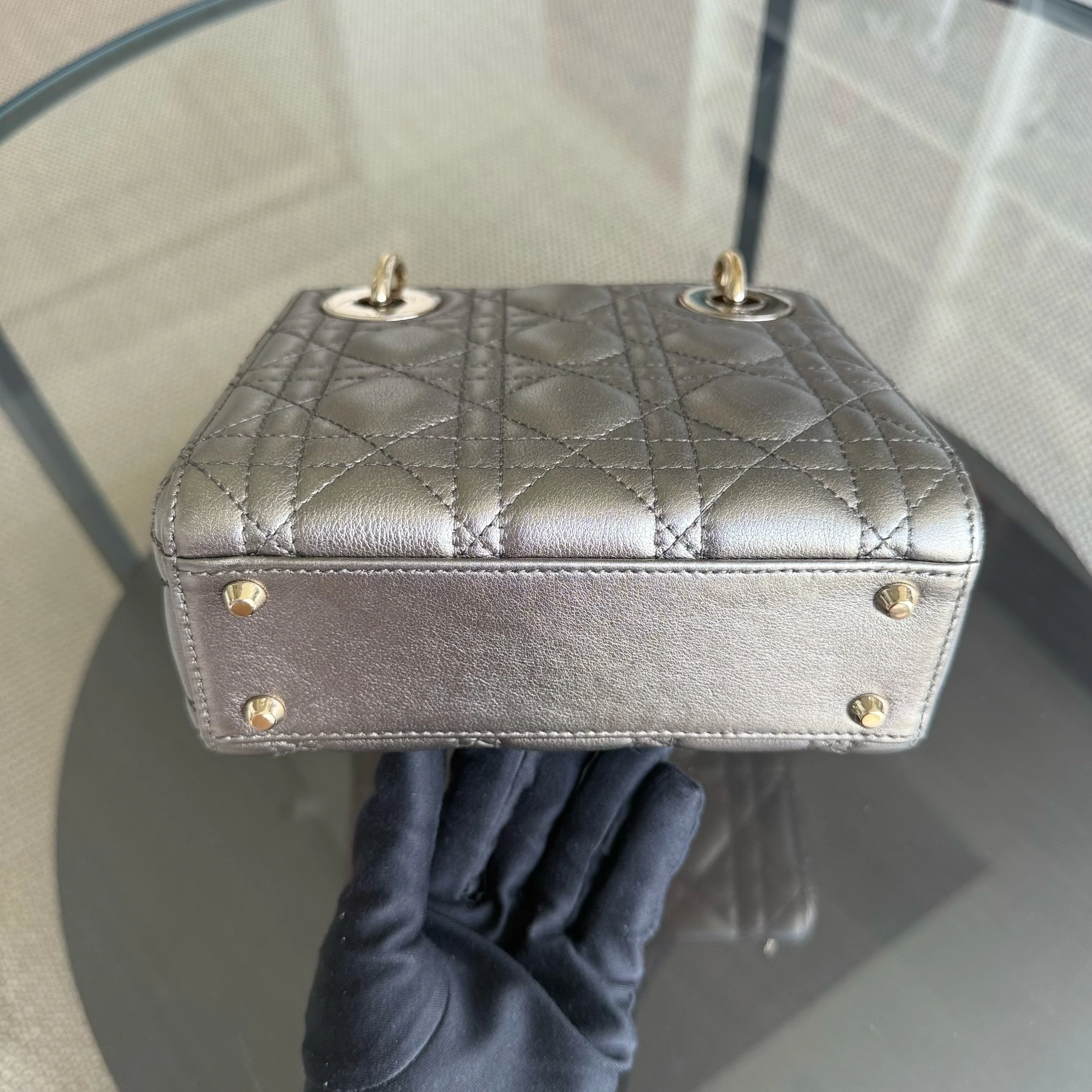 Dior Lady Mini - Cannage Calfskin Bronze Metallic Gold Hardware Chain Strap