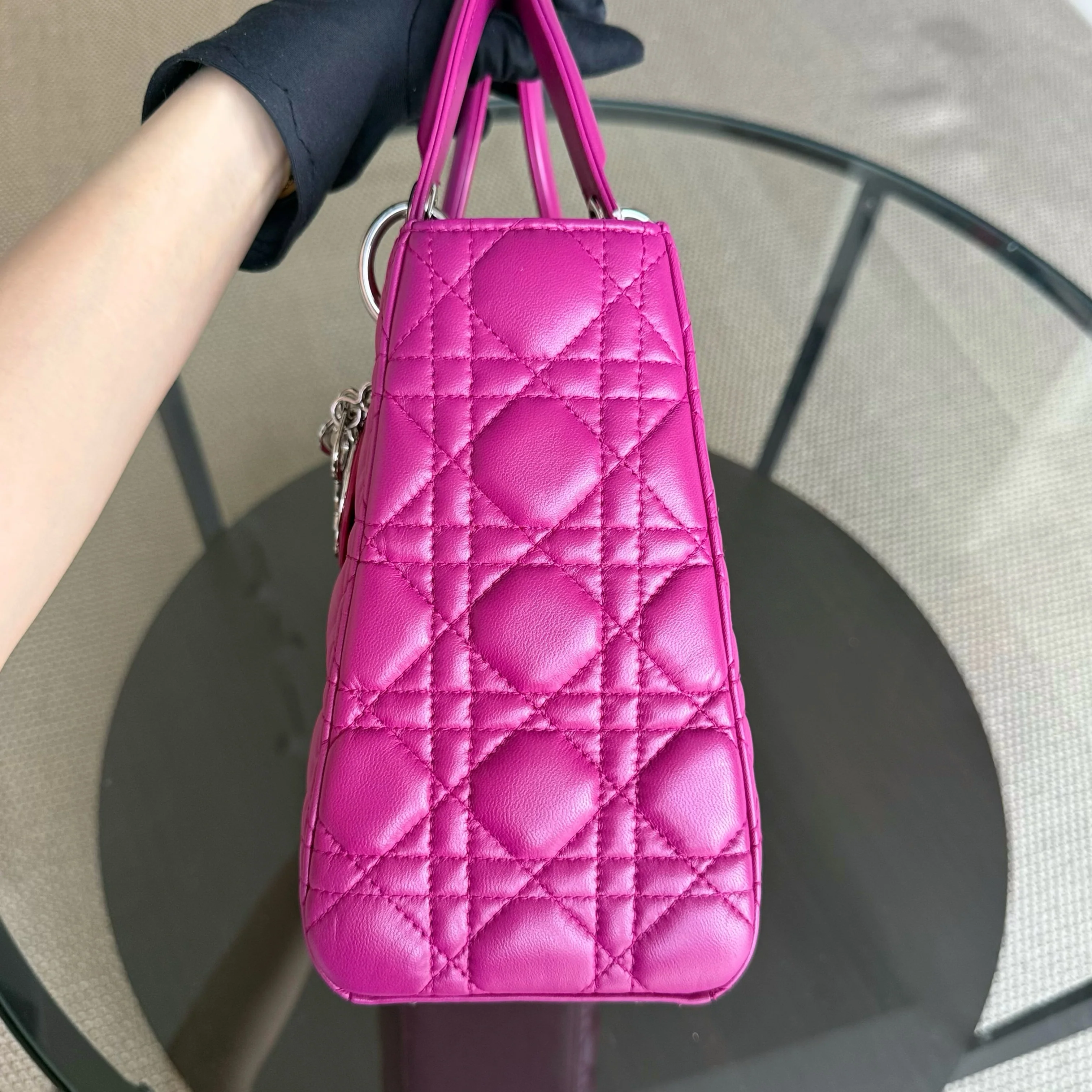 Dior Lady Medium - Cannage Lambskin Purple Silver Hardware NO STRAP