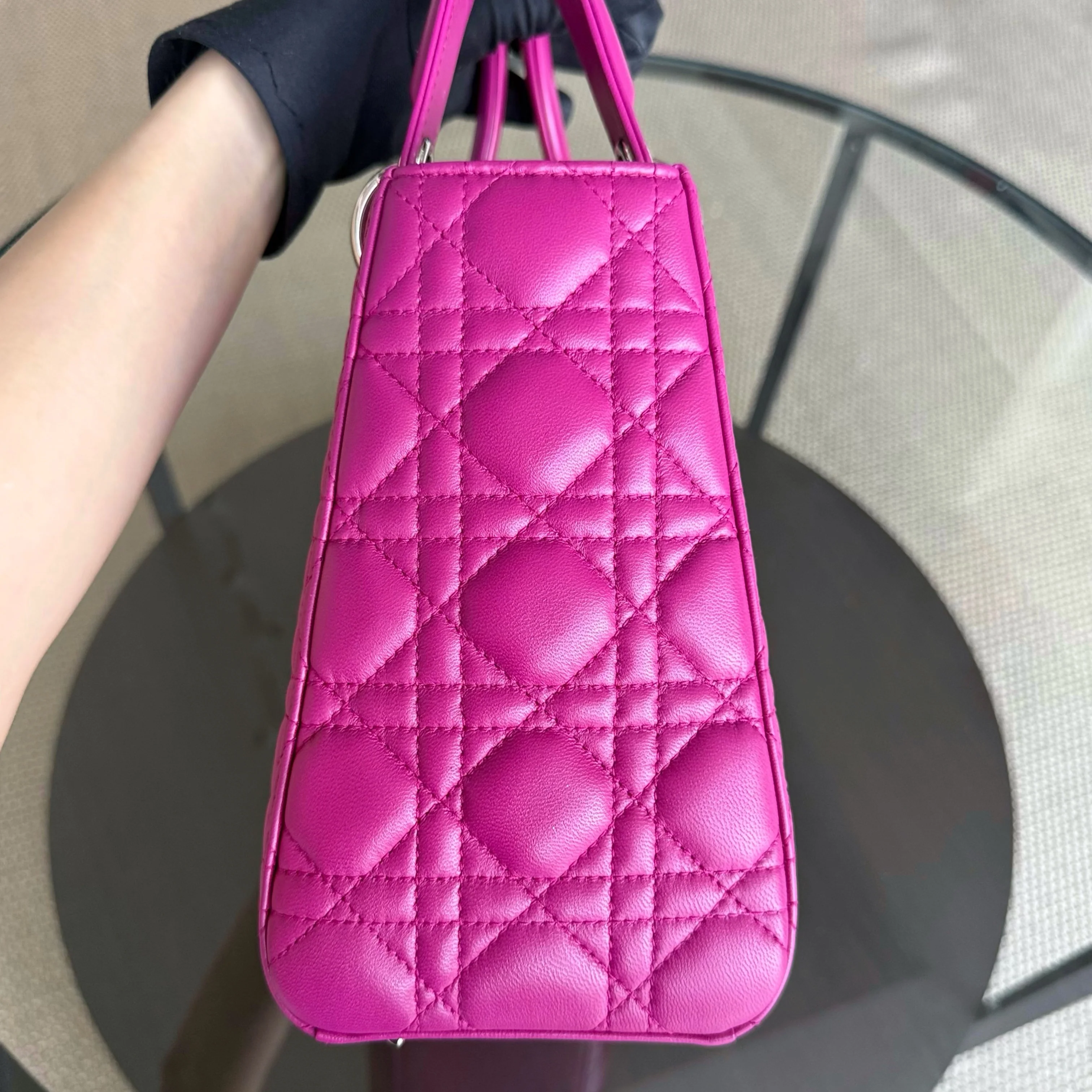 Dior Lady Medium - Cannage Lambskin Purple Silver Hardware NO STRAP