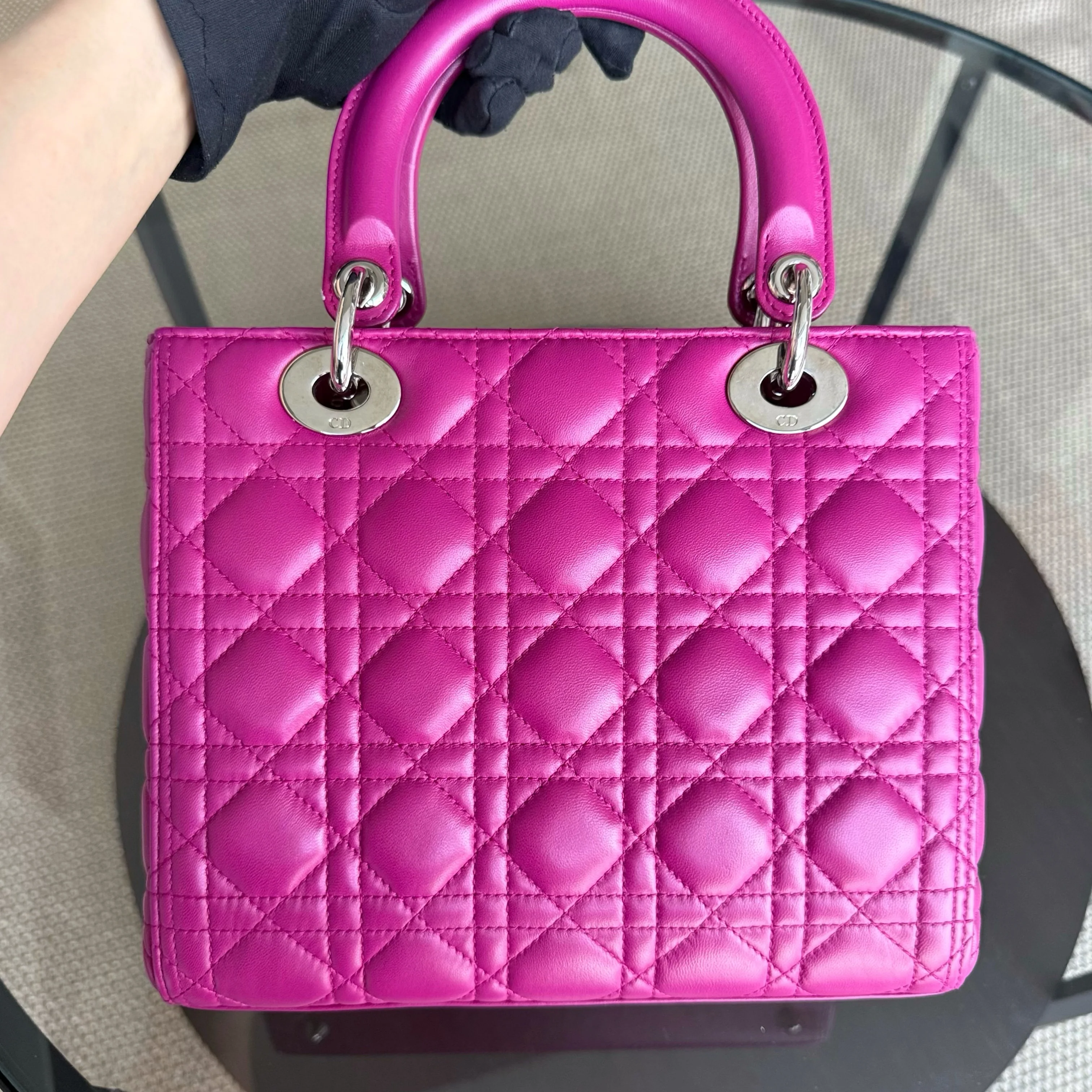 Dior Lady Medium - Cannage Lambskin Purple Silver Hardware NO STRAP