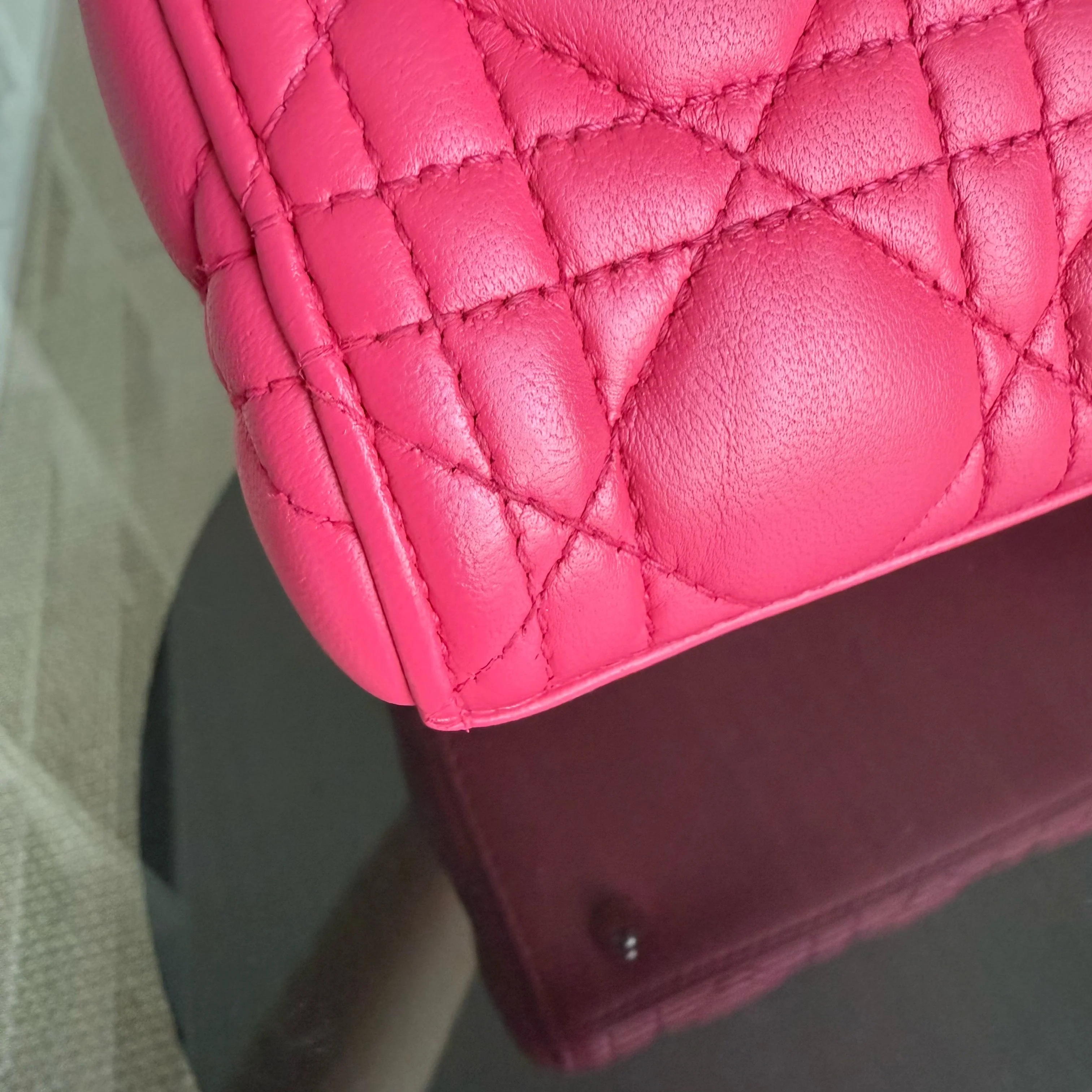 Dior Lady Medium - Cannage Lambskin Hot Pink Silver Hardware