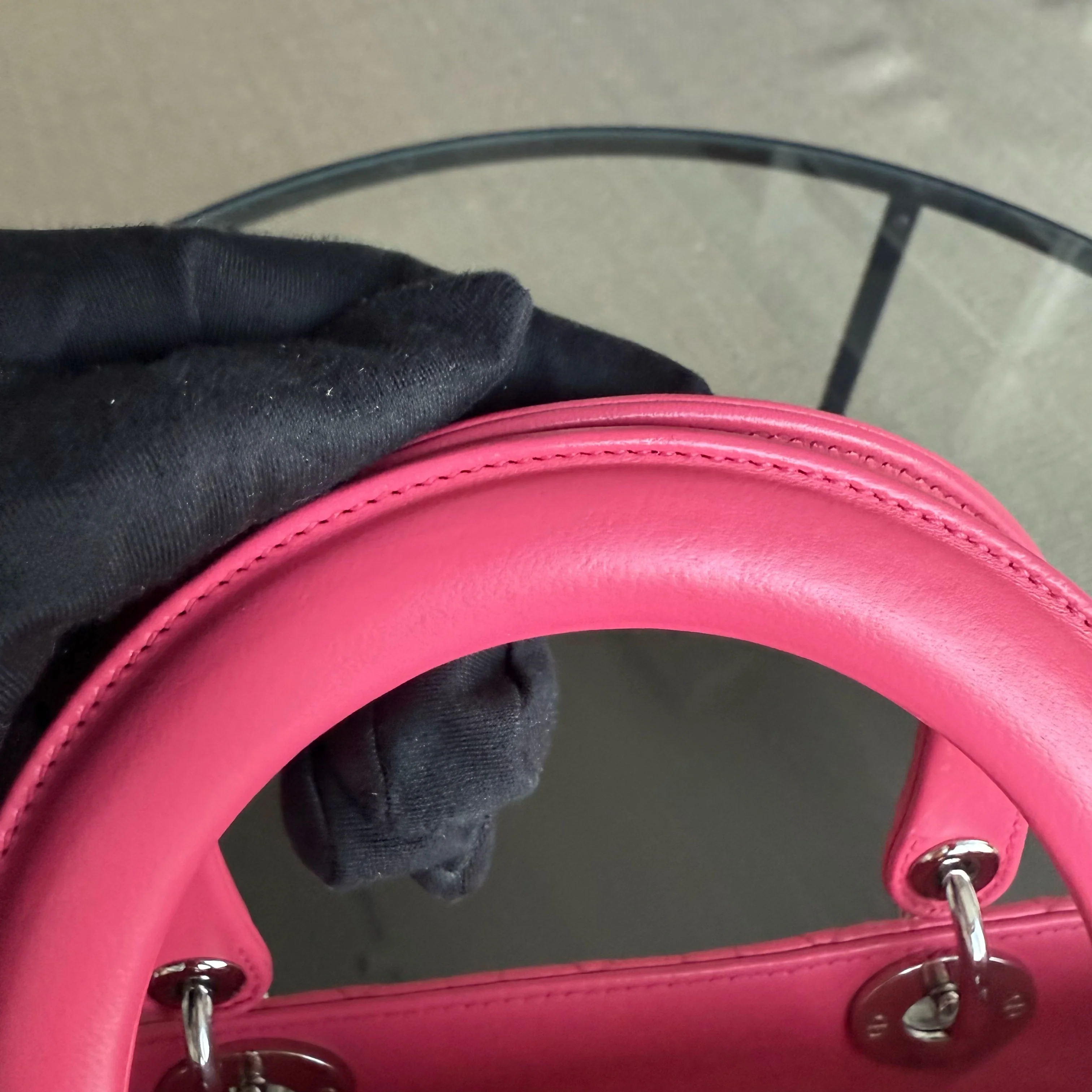 Dior Lady Medium - Cannage Lambskin Hot Pink Silver Hardware