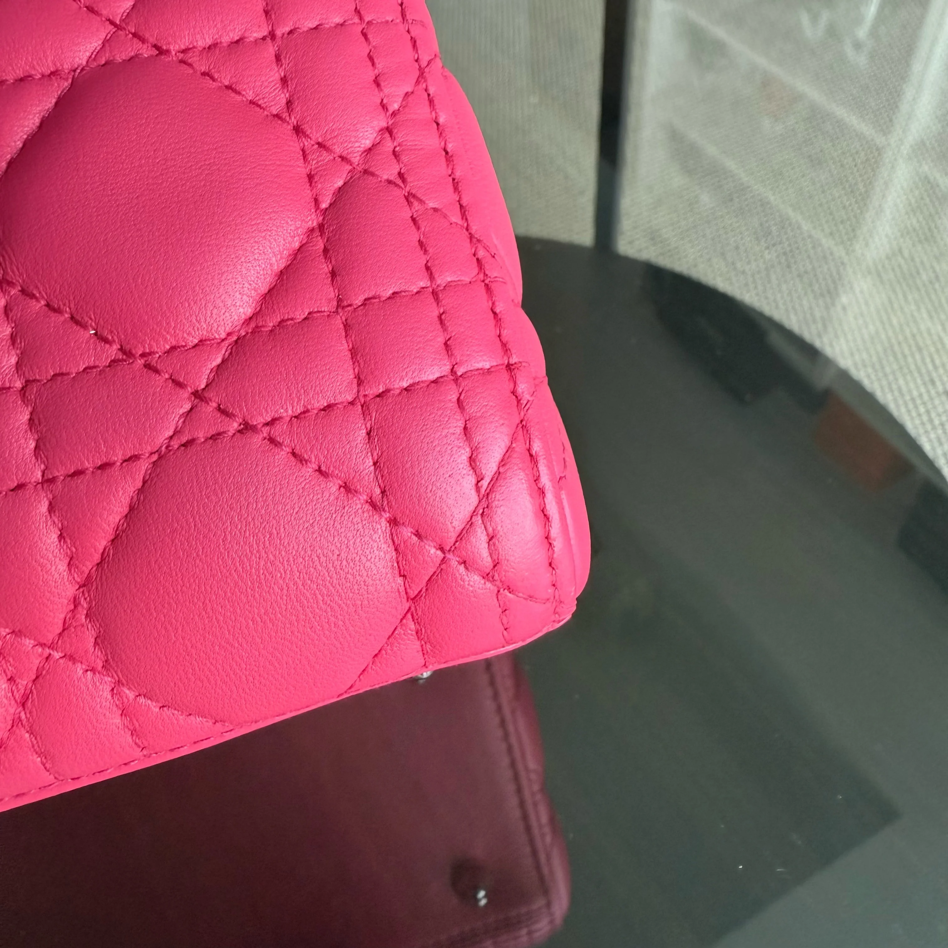 Dior Lady Medium - Cannage Lambskin Hot Pink Silver Hardware