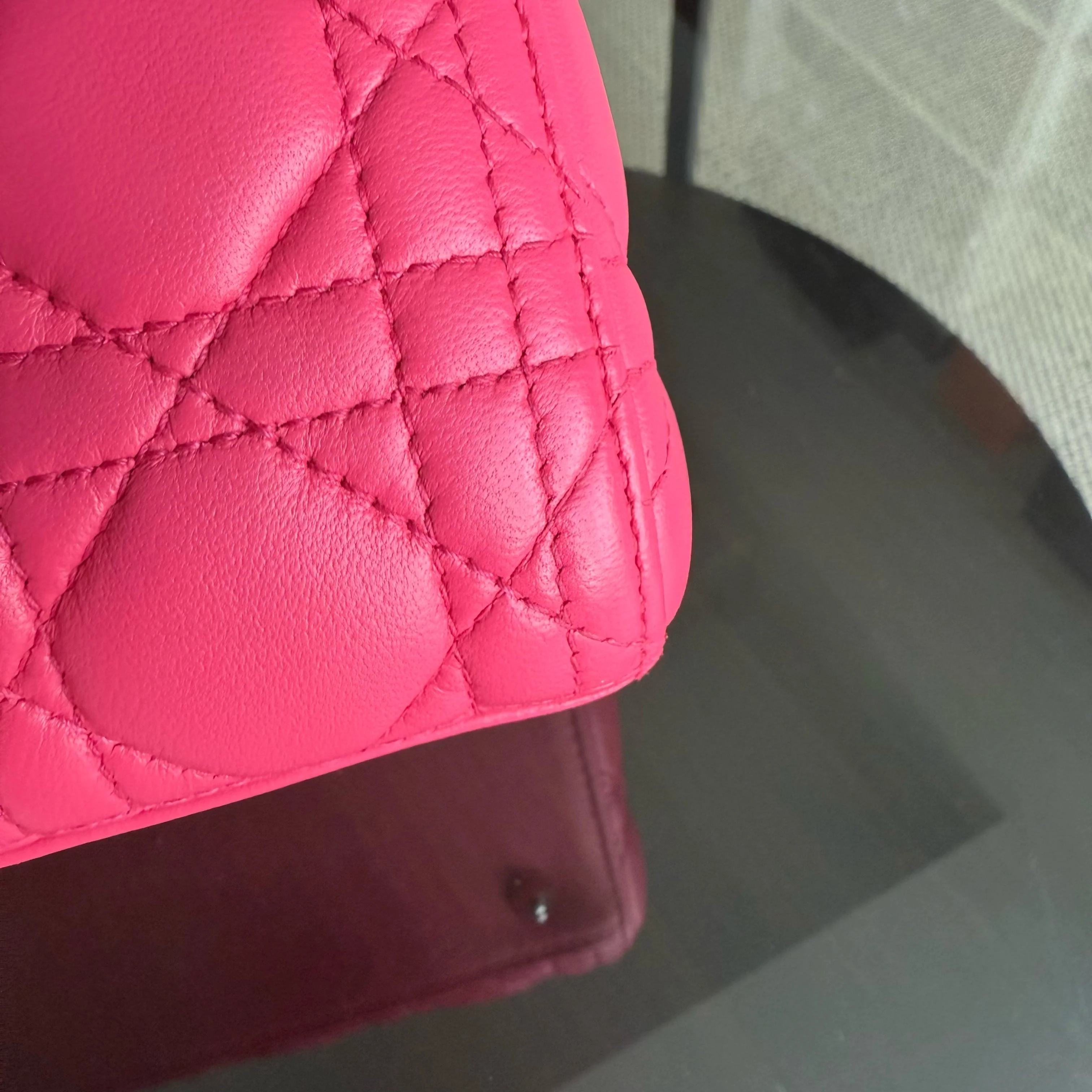 Dior Lady Medium - Cannage Lambskin Hot Pink Silver Hardware