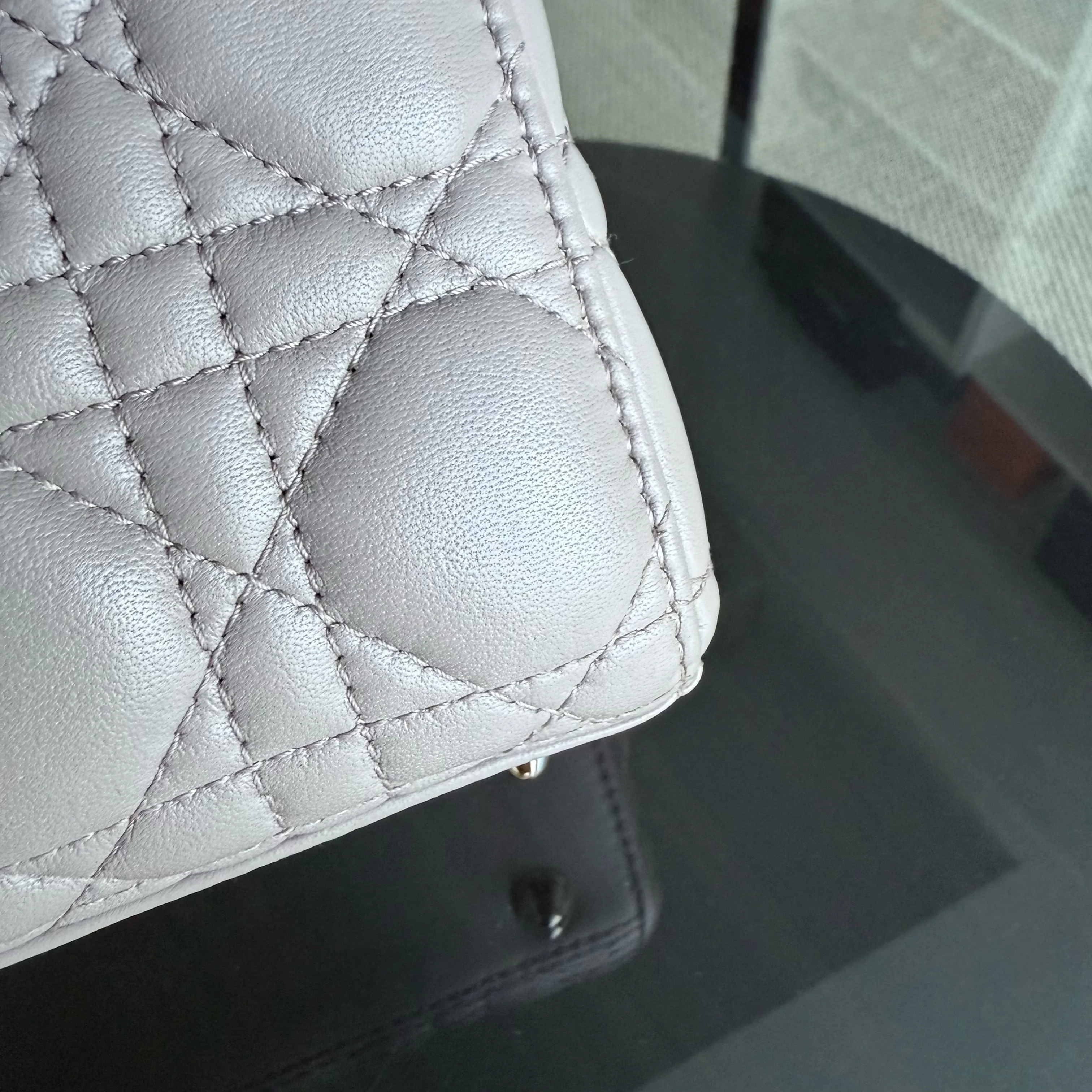 Dior Lady Small Flap - Cannage Lambskin Blush Gold Hardware