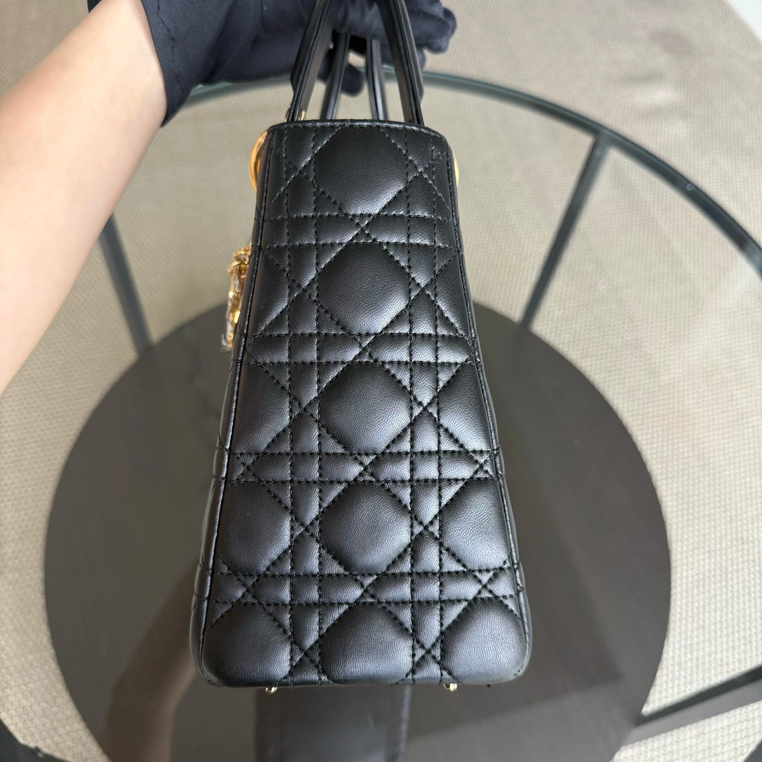 Dior Lady Medium - Canange Lambskin Black Gold Hardware