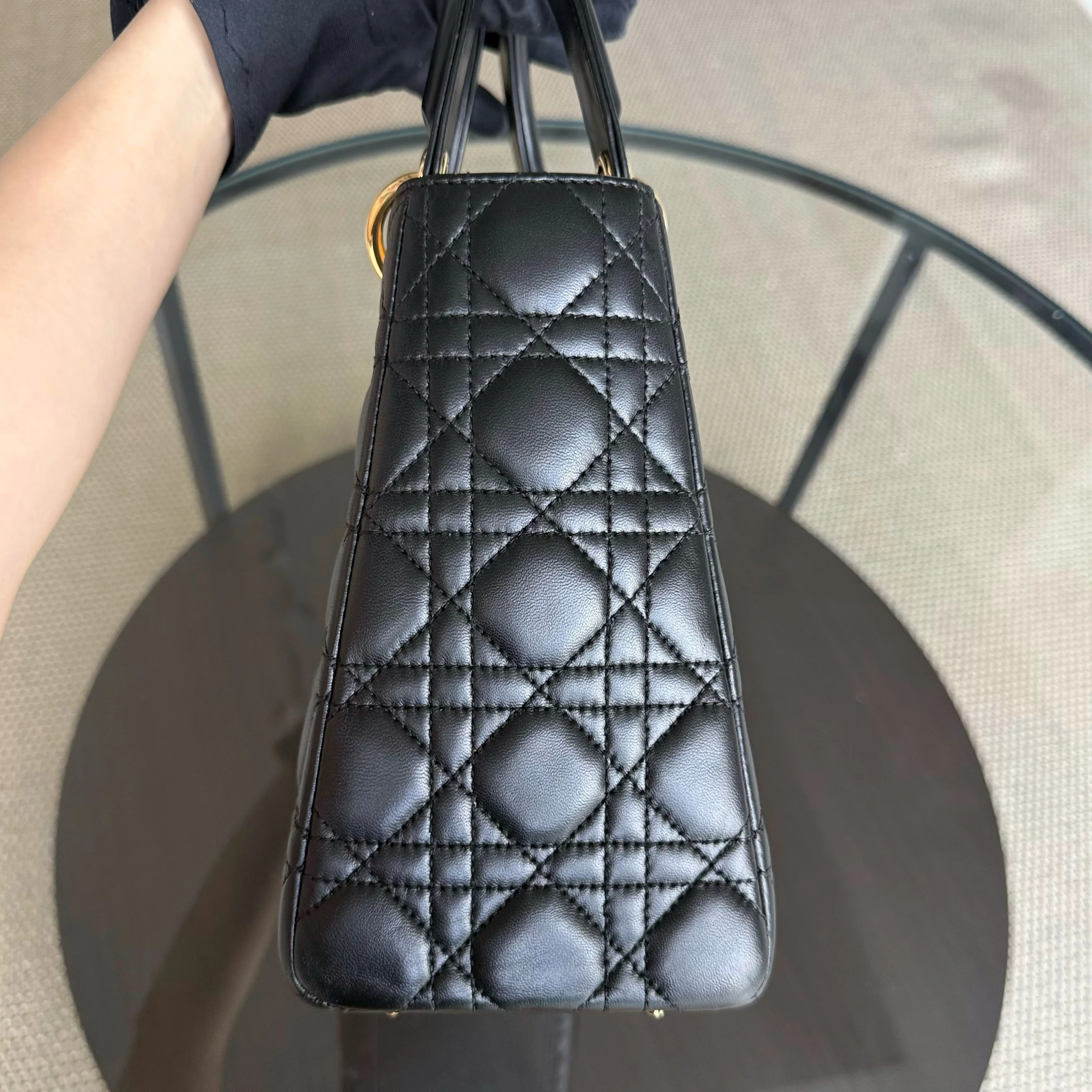 Dior Lady Medium - Canange Lambskin Black Gold Hardware