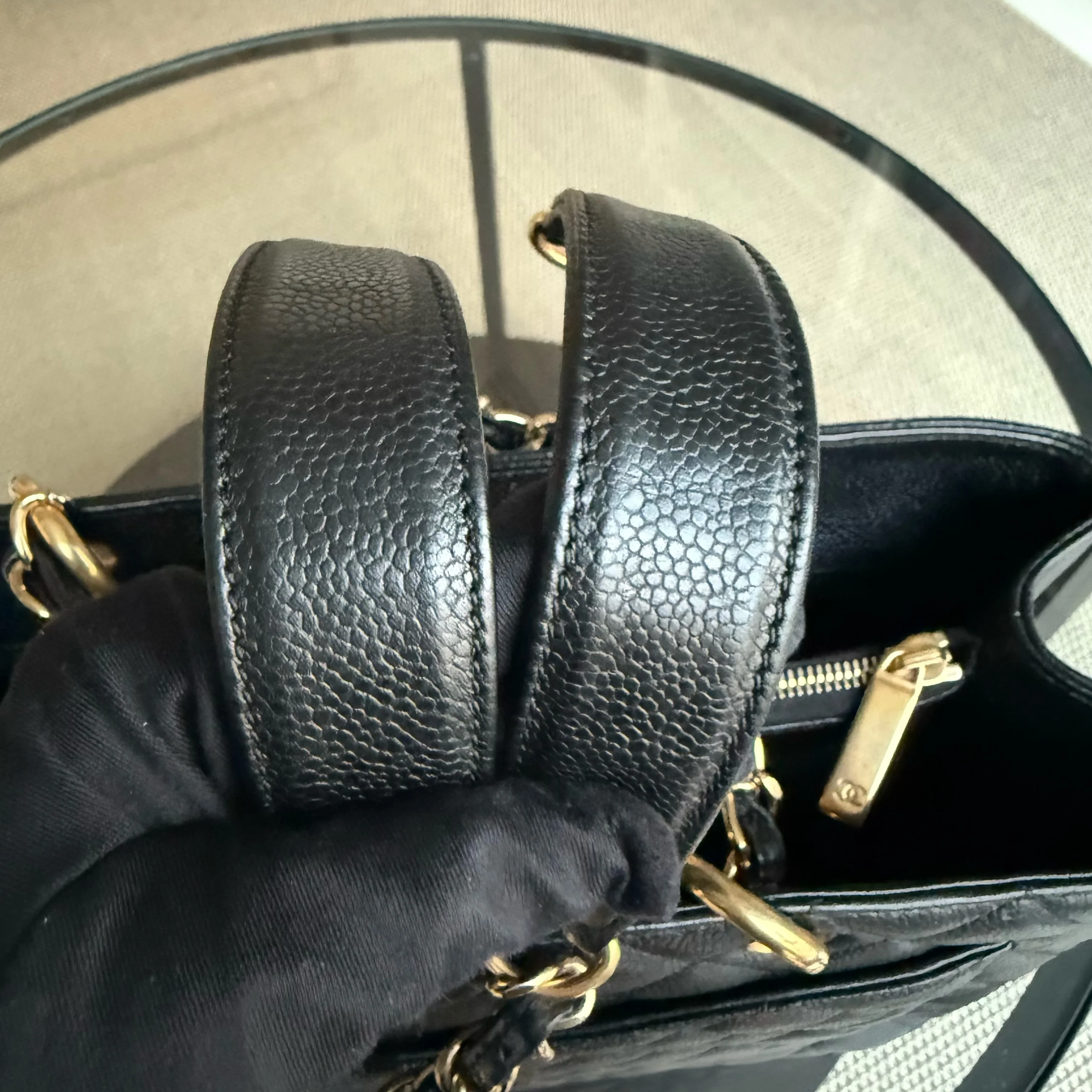 Chanel GST Grand Shopping Tote - Caviar Quilted Grained Calfskin Black Gold Hardware Series 13