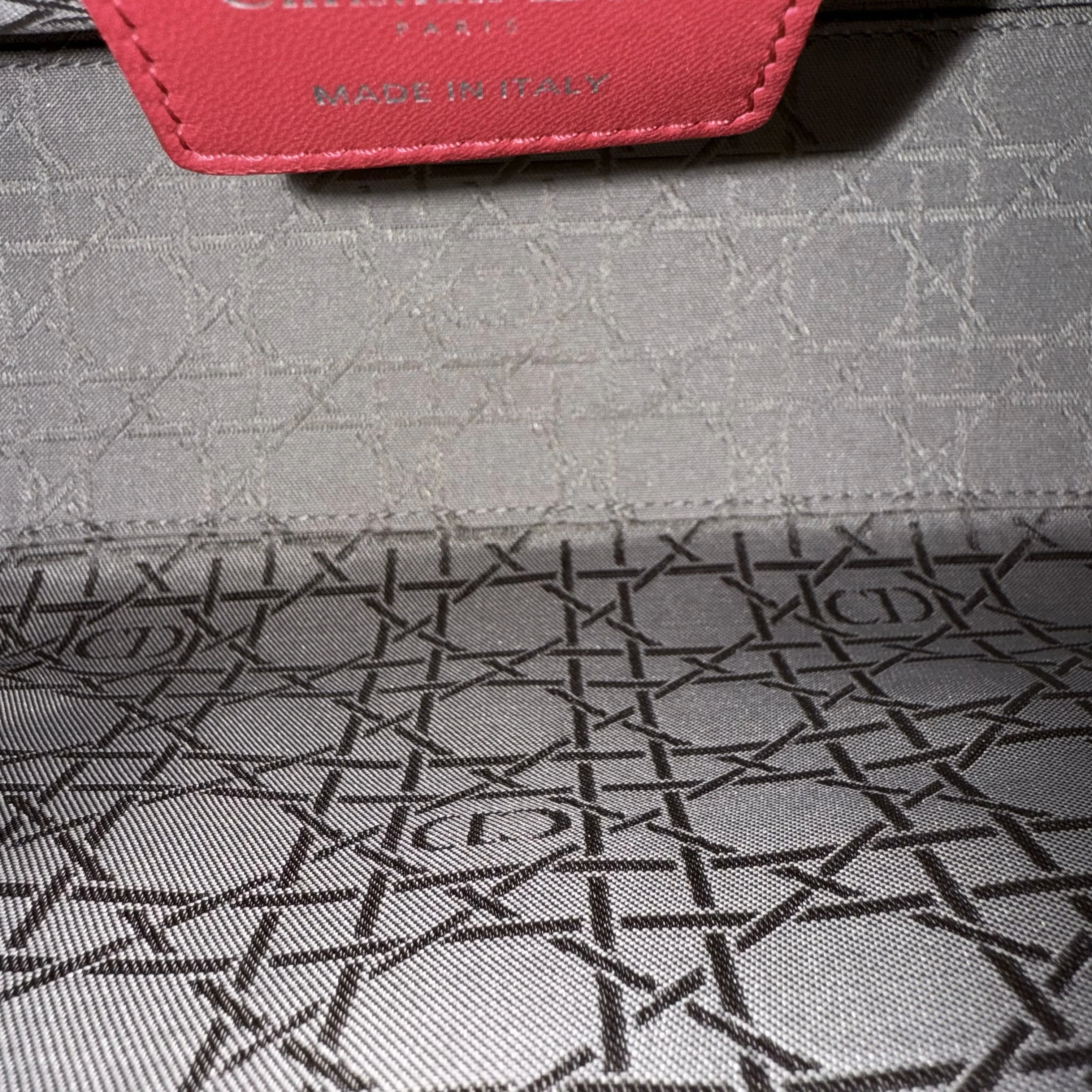 Dior Lady Medium - Cannage Lambskin Red Silver Hardware