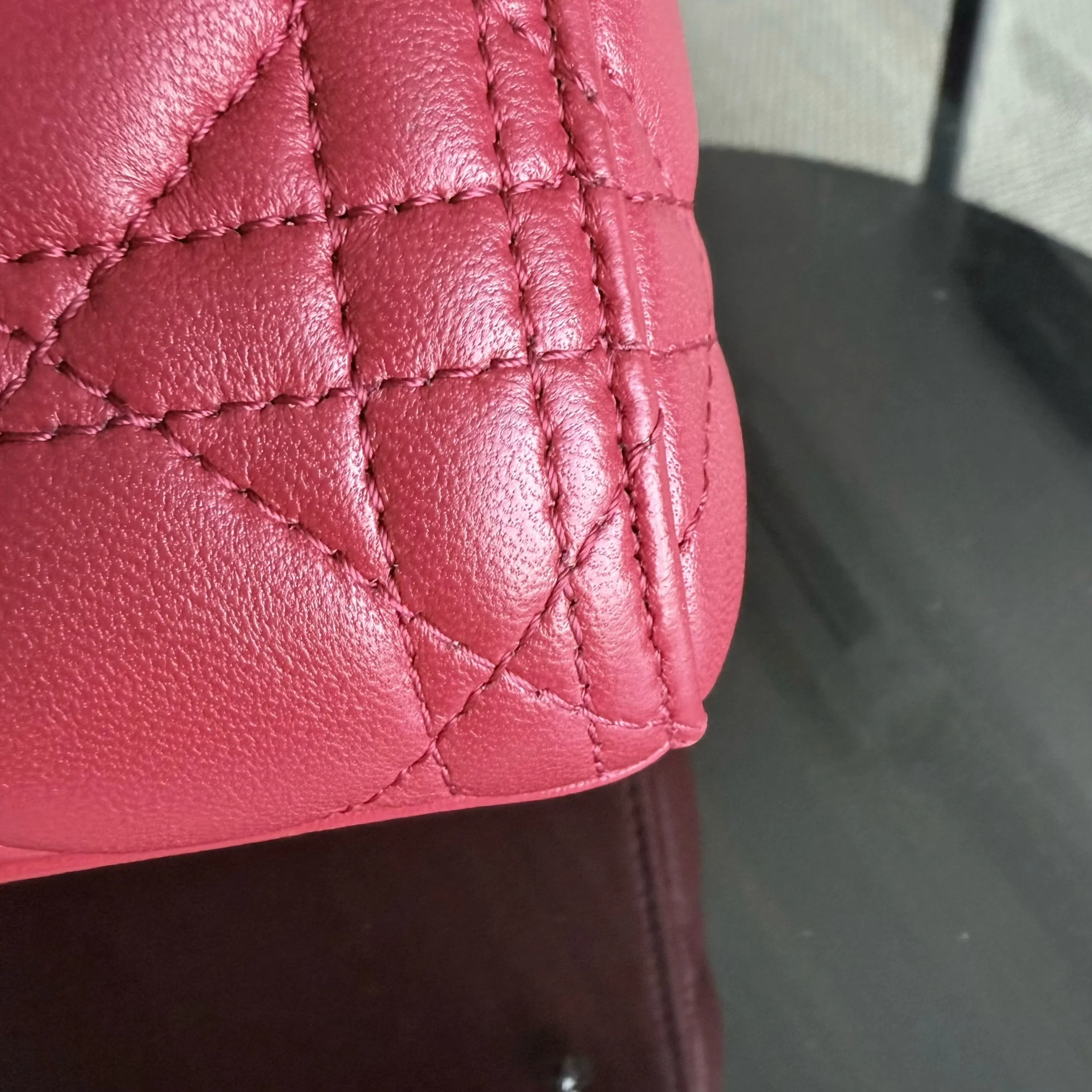 Dior Lady Medium - Cannage Lambskin Red Silver Hardware