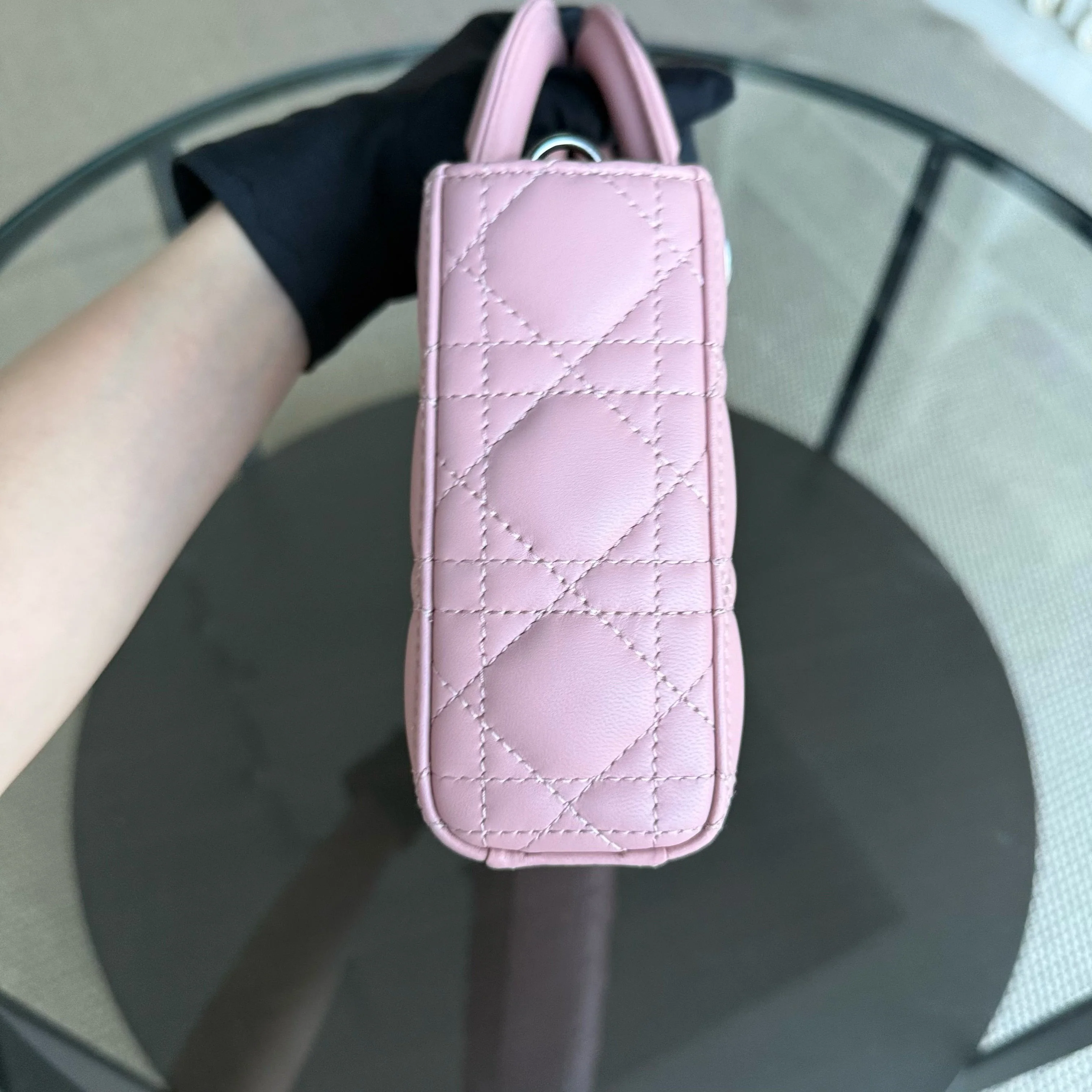 Dior Lady D-Joy Medium - Cannage Lambskin Sakura Pink Black Hardware
