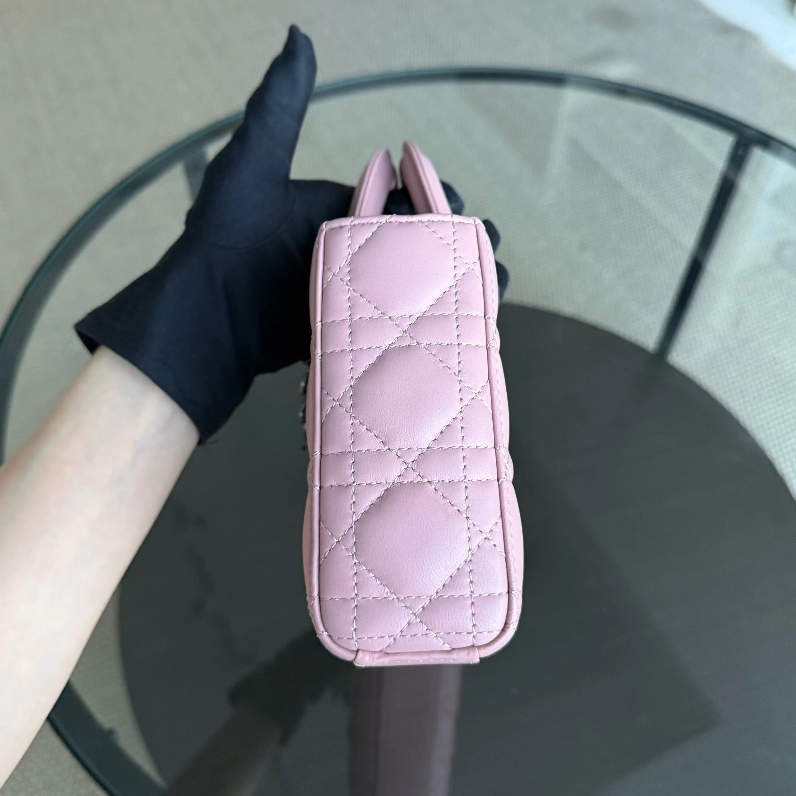 Dior Lady D-Joy Medium - Cannage Lambskin Sakura Pink Black Hardware