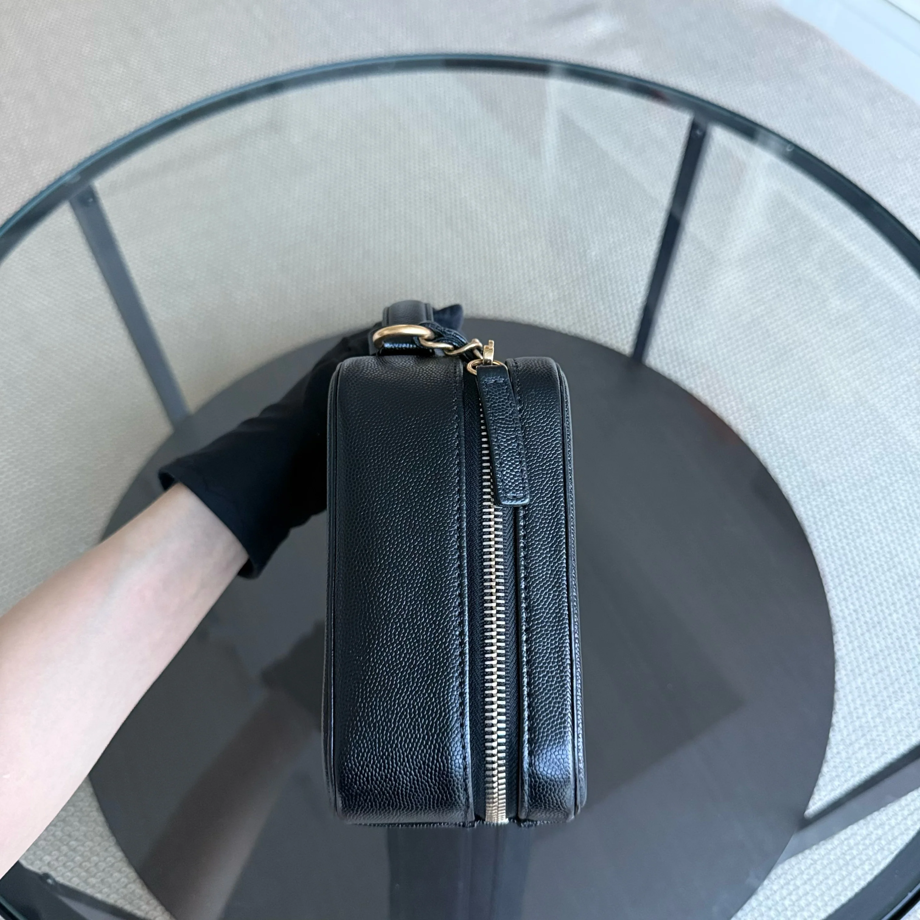 Chanel Filigree Vanity Case Medium - Caviar Quilted Grained Calfskin Black Gold Hardware Series 27