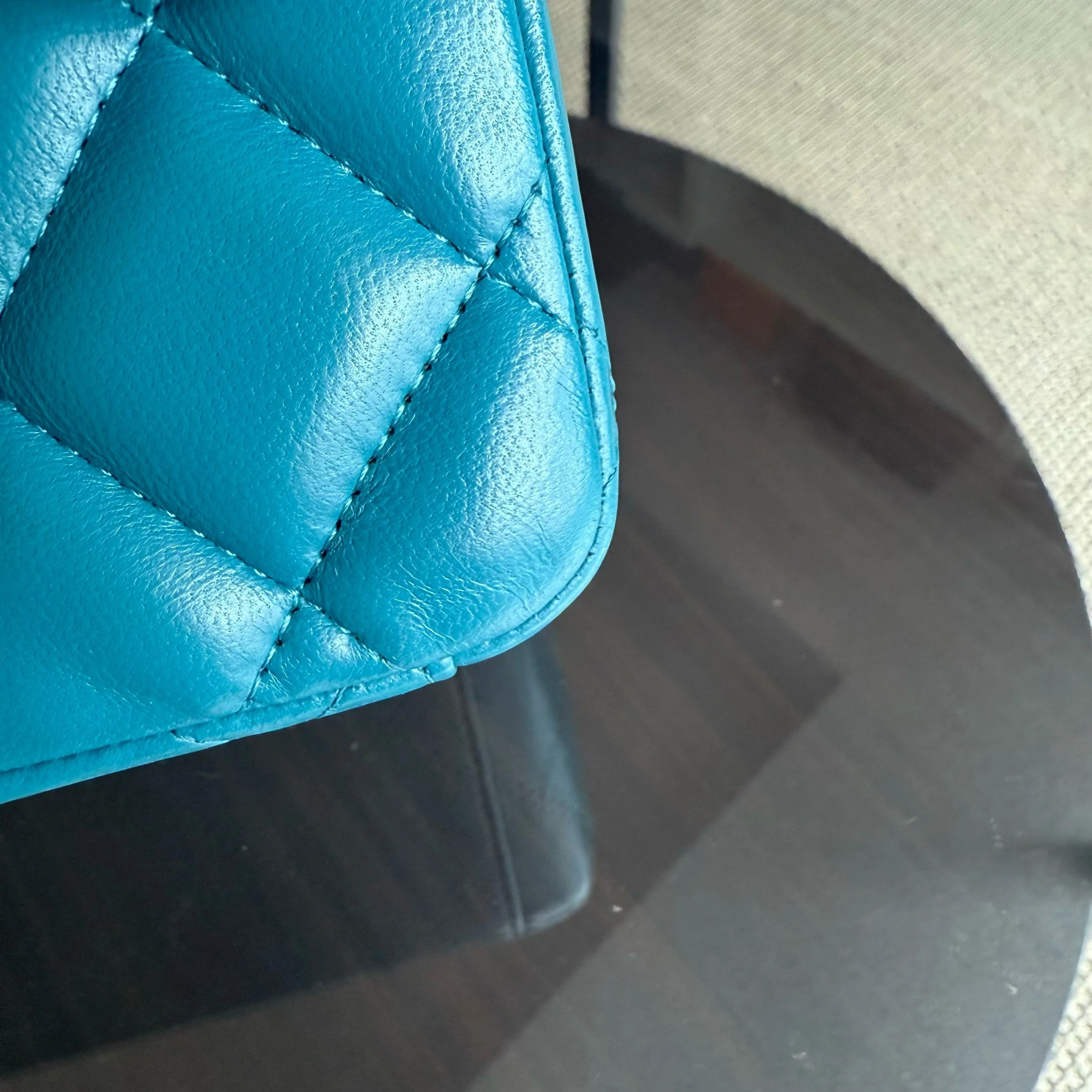 Chanel Classic Flap Maxi - Double Flap 33CM Quilted Lambskin Blue Silver Hardware Series 15