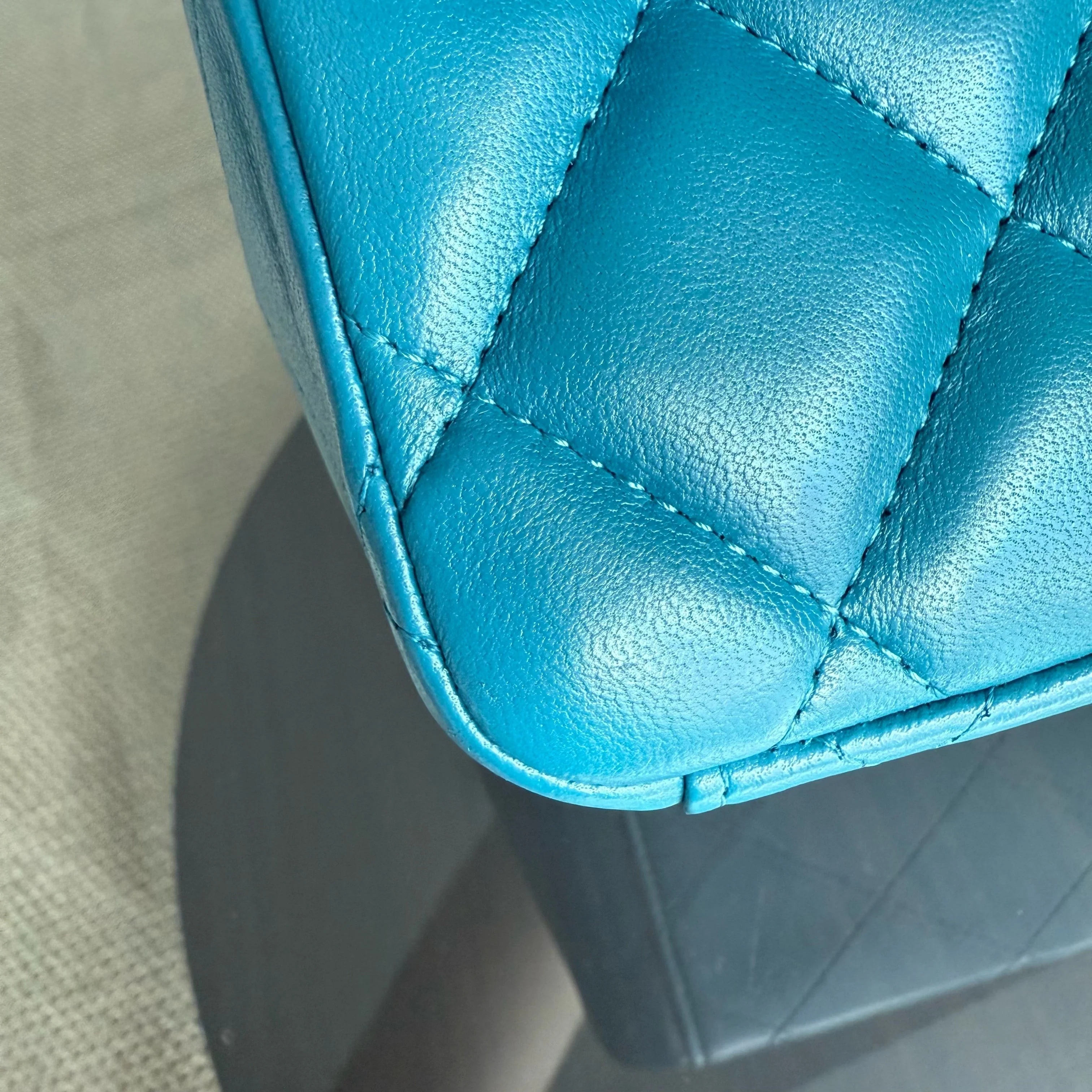 Chanel Classic Flap Maxi - Double Flap 33CM Quilted Lambskin Blue Silver Hardware Series 15