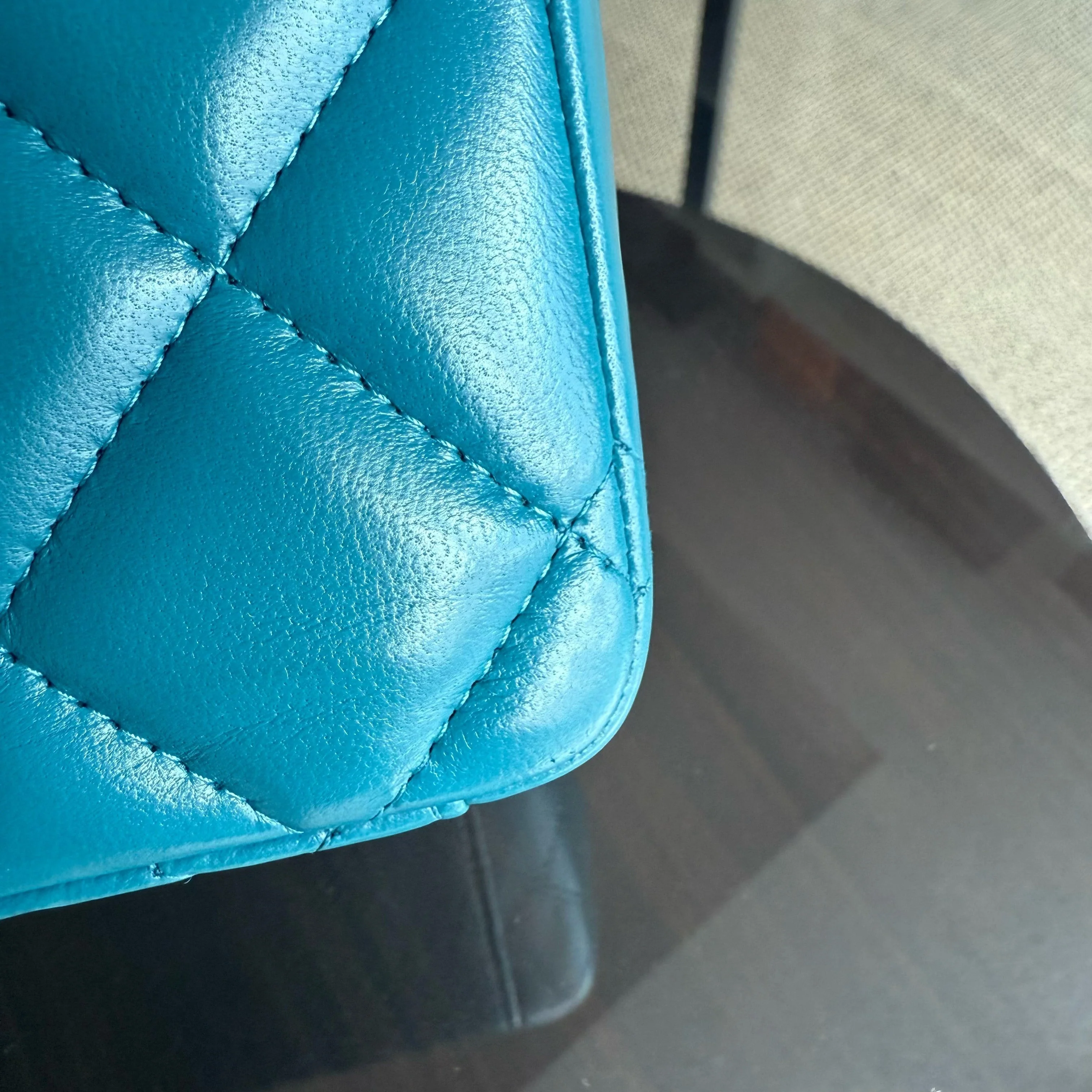 Chanel Classic Flap Maxi - Double Flap 33CM Quilted Lambskin Blue Silver Hardware Series 15