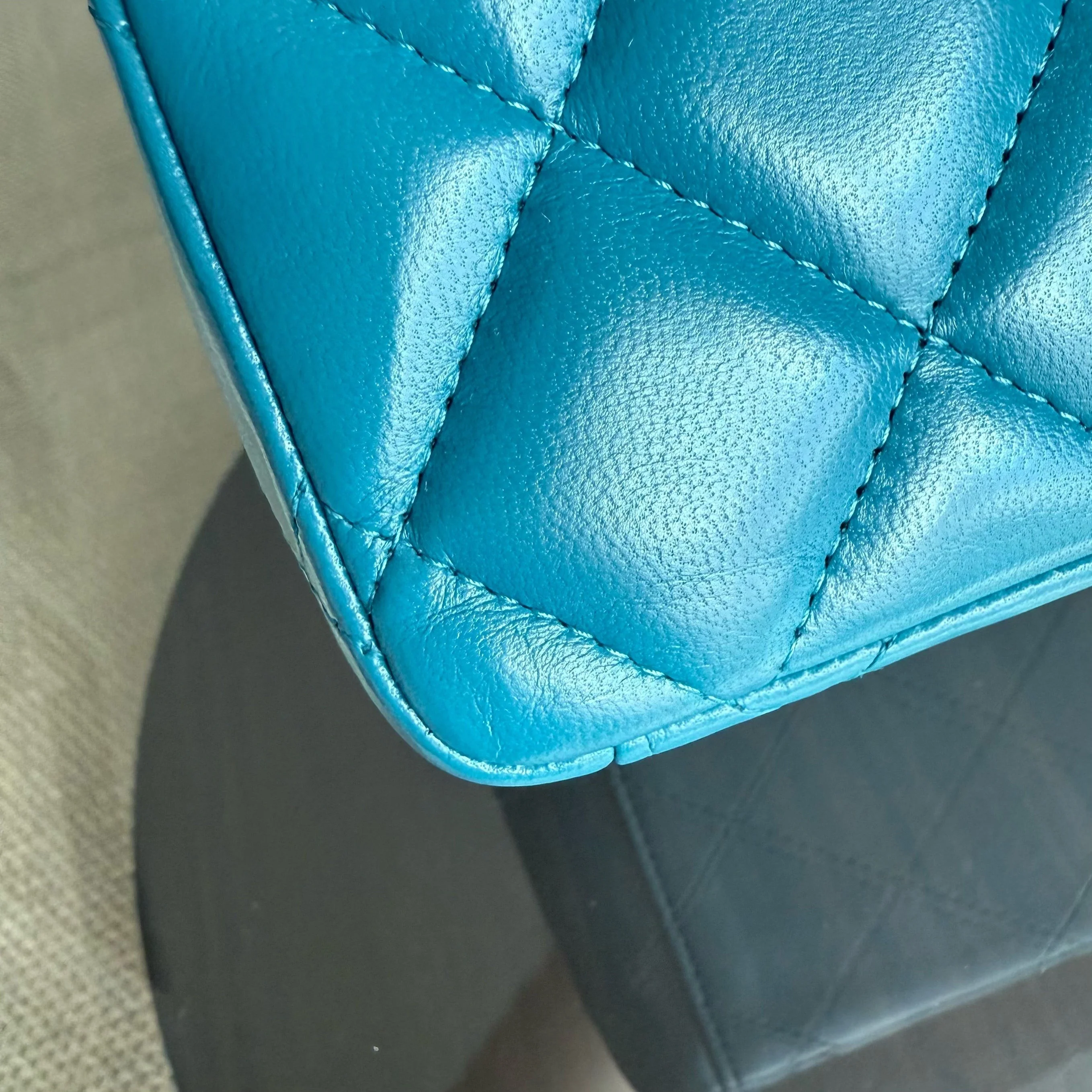 Chanel Classic Flap Maxi - Double Flap 33CM Quilted Lambskin Blue Silver Hardware Series 15