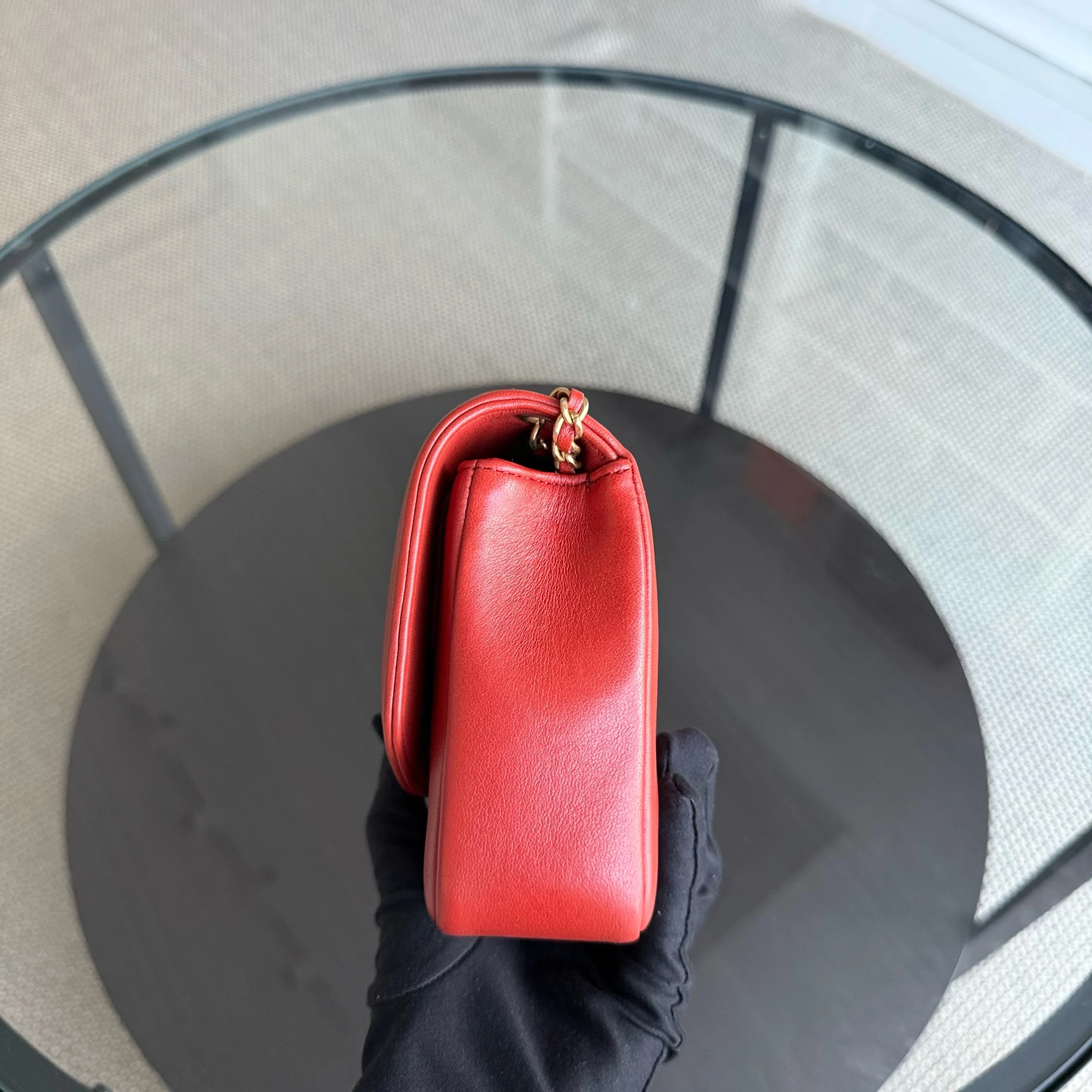 Chanel Diana Reissue Small - 22CM Quilted Lambskin Red Gold Hardware Series 20