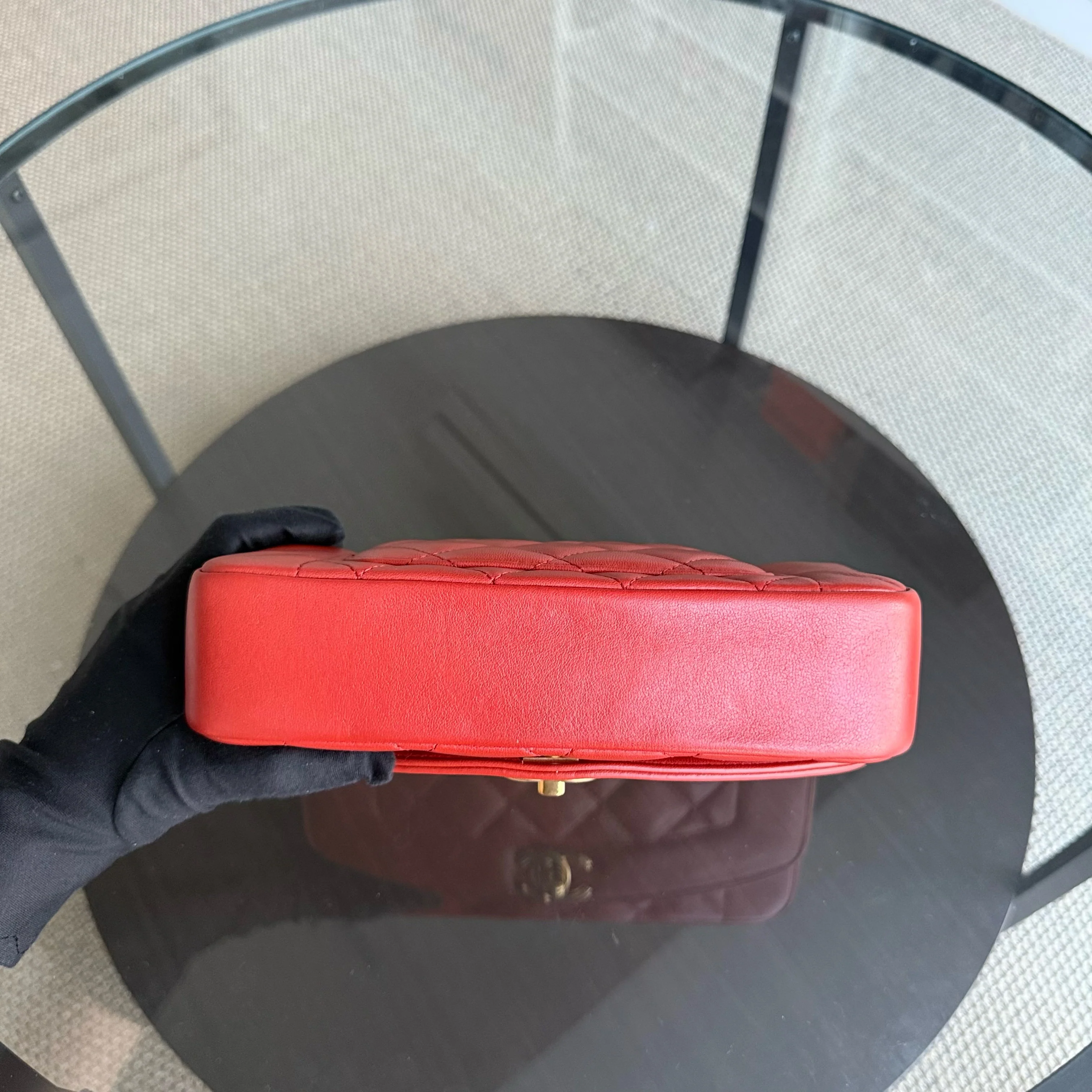 Chanel Diana Reissue Small - 22CM Quilted Lambskin Red Gold Hardware Series 20