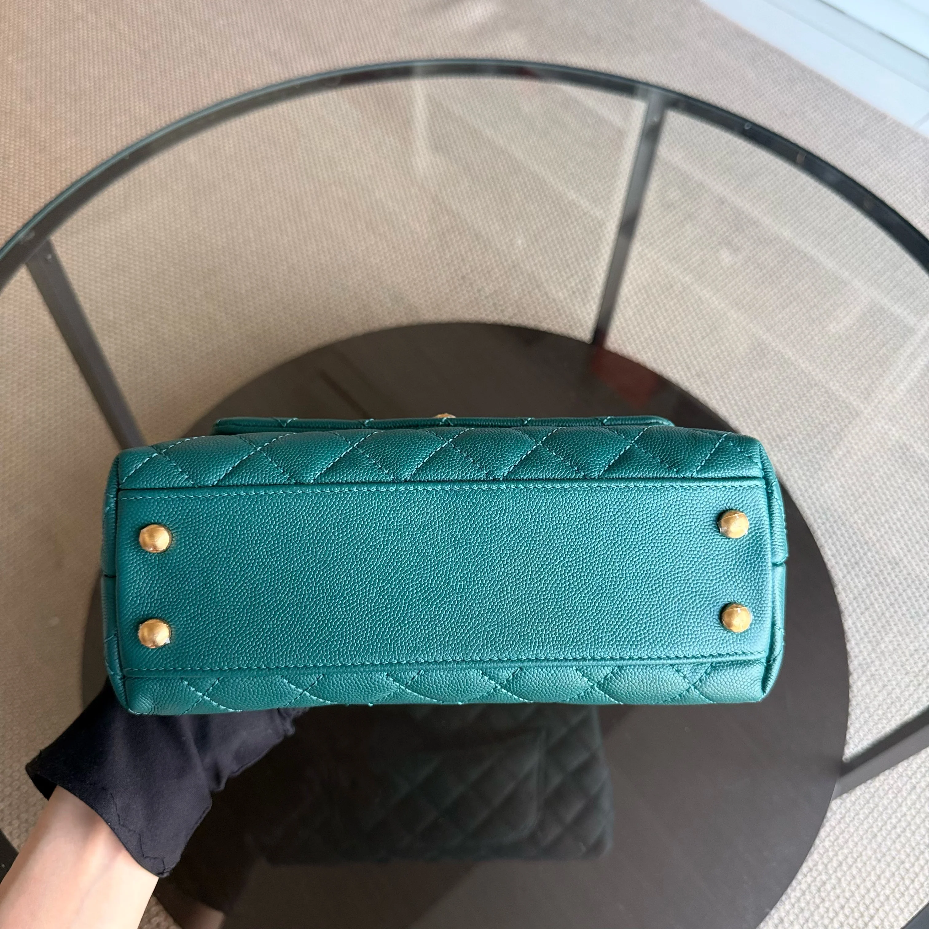 Chanel Coco Handle Small - Caviar Quilted Grained Calfskin Green Gold Hardware Series 27