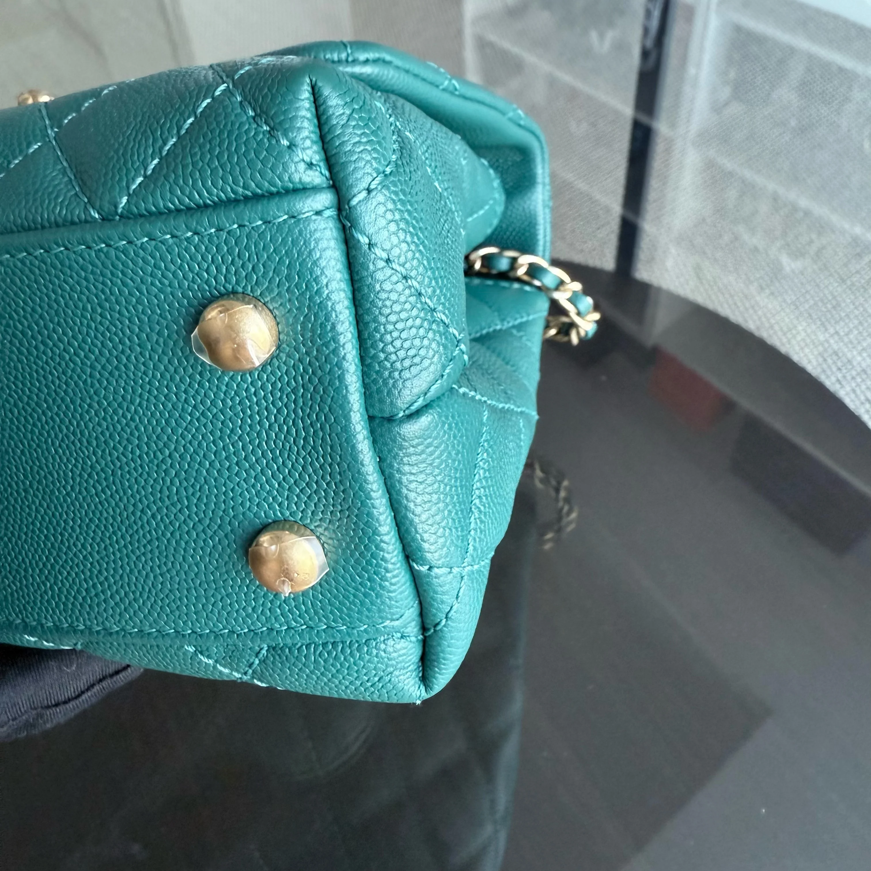 Chanel Coco Handle Small - Caviar Quilted Grained Calfskin Green Gold Hardware Series 27