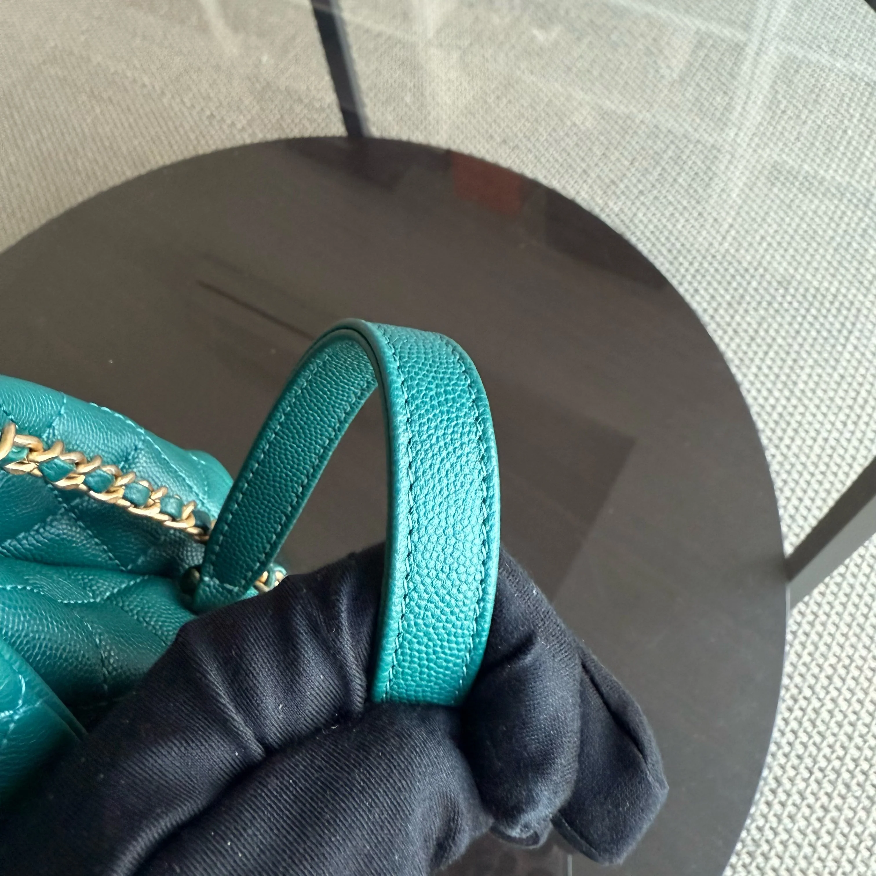 Chanel Coco Handle Small - Caviar Quilted Grained Calfskin Green Gold Hardware Series 27