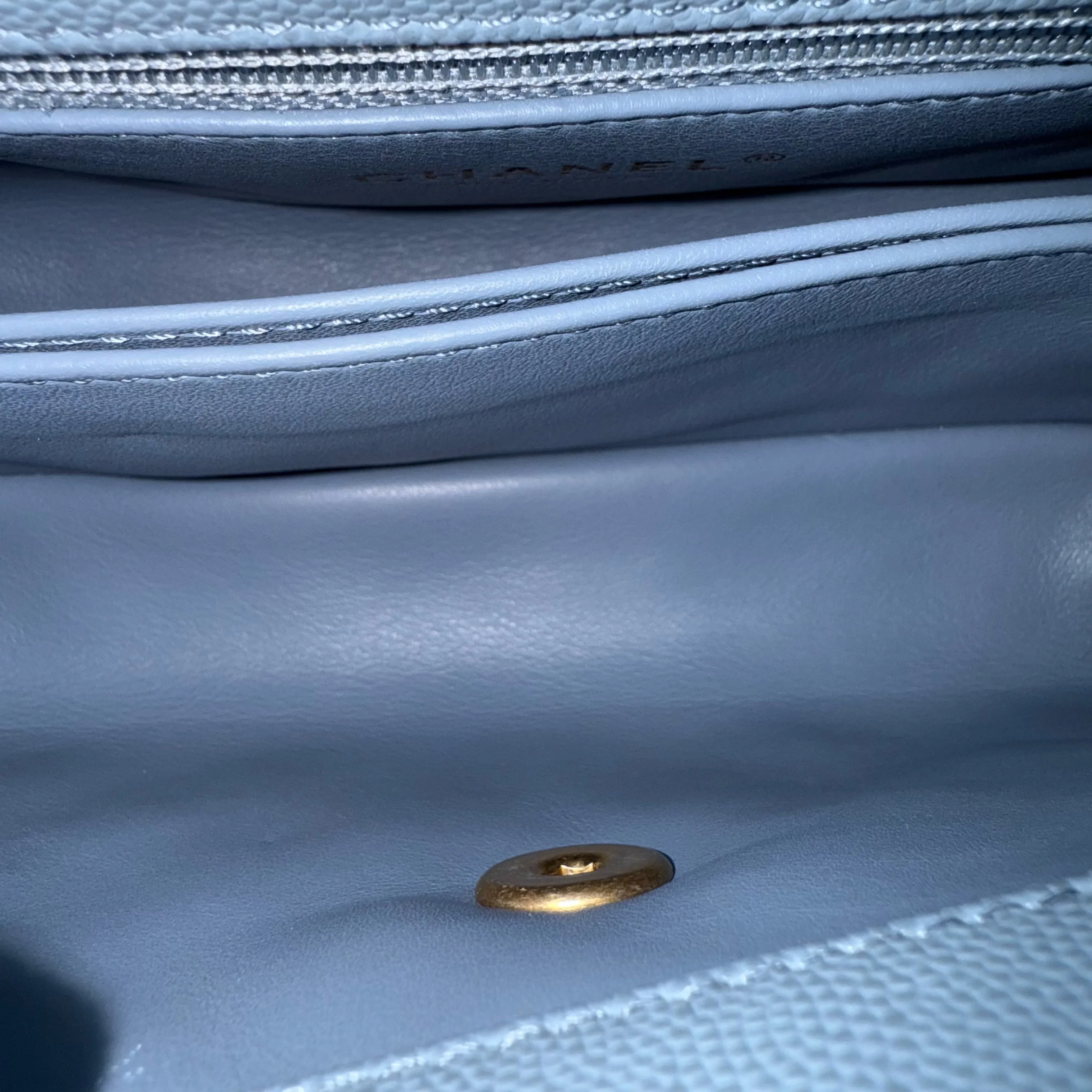 Chanel Coco Handle Small - Caviar 25CM Quilted Grained Calfskin Light Sky Blue Gold Hardware Series 27