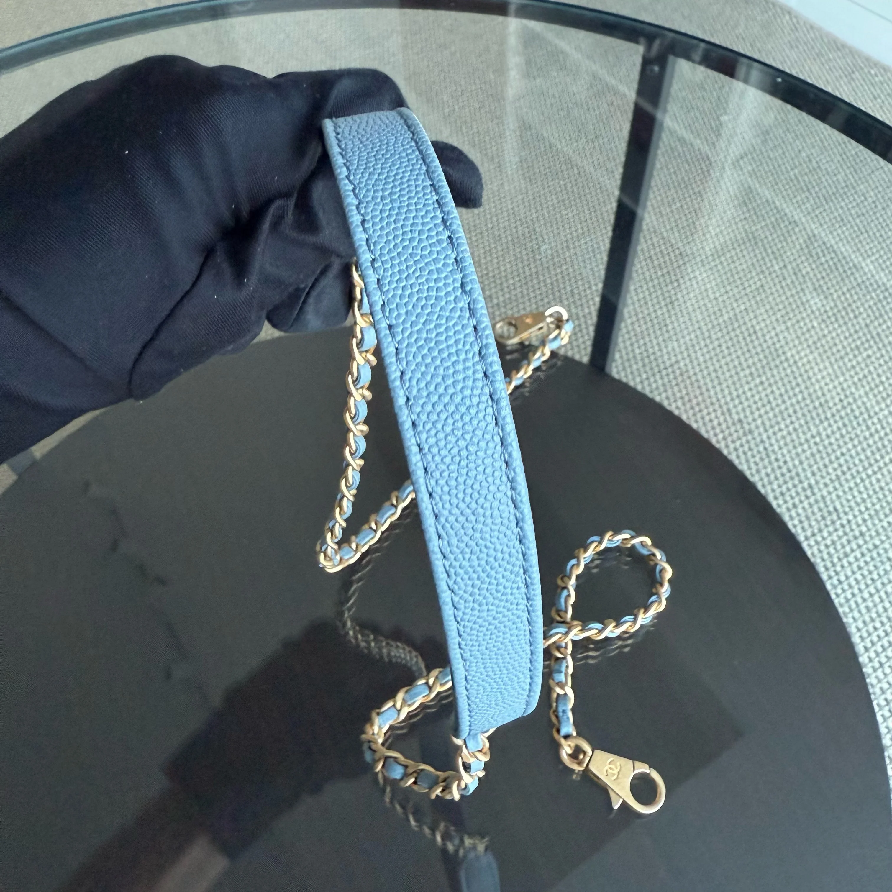 Chanel Coco Handle Small - Caviar 25CM Quilted Grained Calfskin Light Sky Blue Gold Hardware Series 27