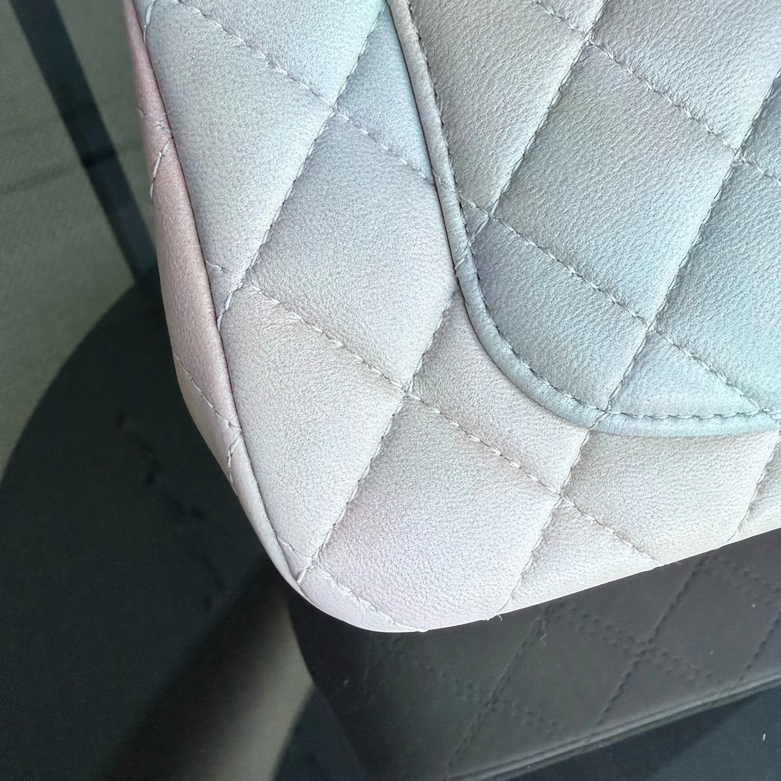 Chanel Classic Flap Mini Top Handle -Quilted Lambskin Ombre Rainbow Gold Hardware Microchip