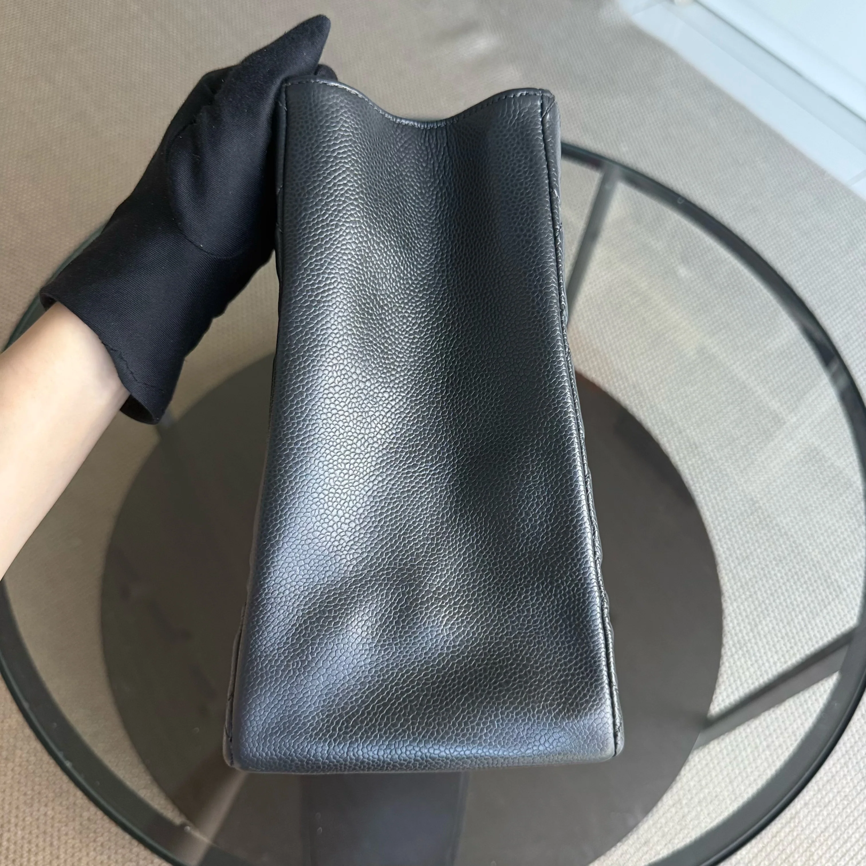 Chanel GST Grand Shopping Tote - Caviar Quilted Grained Calfskin Grey Gray Silver Hardware Series 18