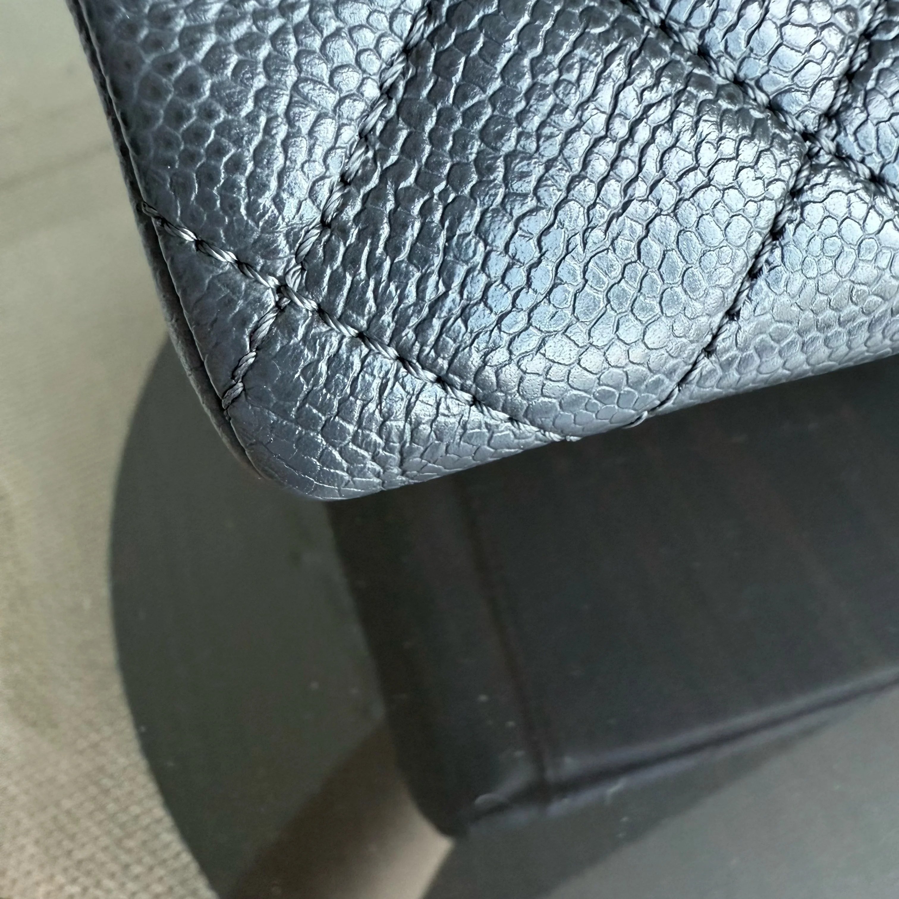 Chanel GST Grand Shopping Tote - Caviar Quilted Grained Calfskin Grey Gray Silver Hardware Series 18
