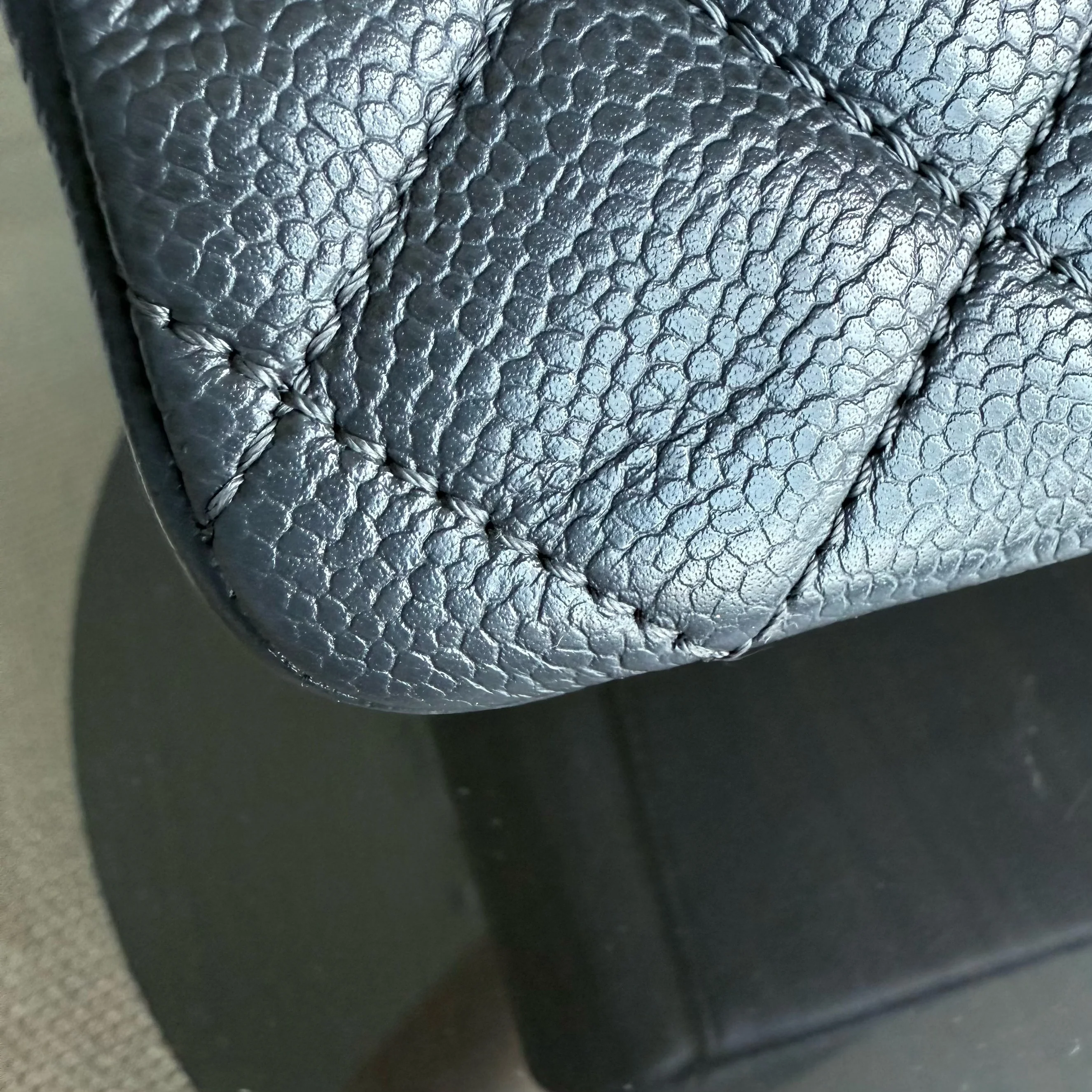 Chanel GST Grand Shopping Tote - Caviar Quilted Grained Calfskin Grey Gray Silver Hardware Series 18