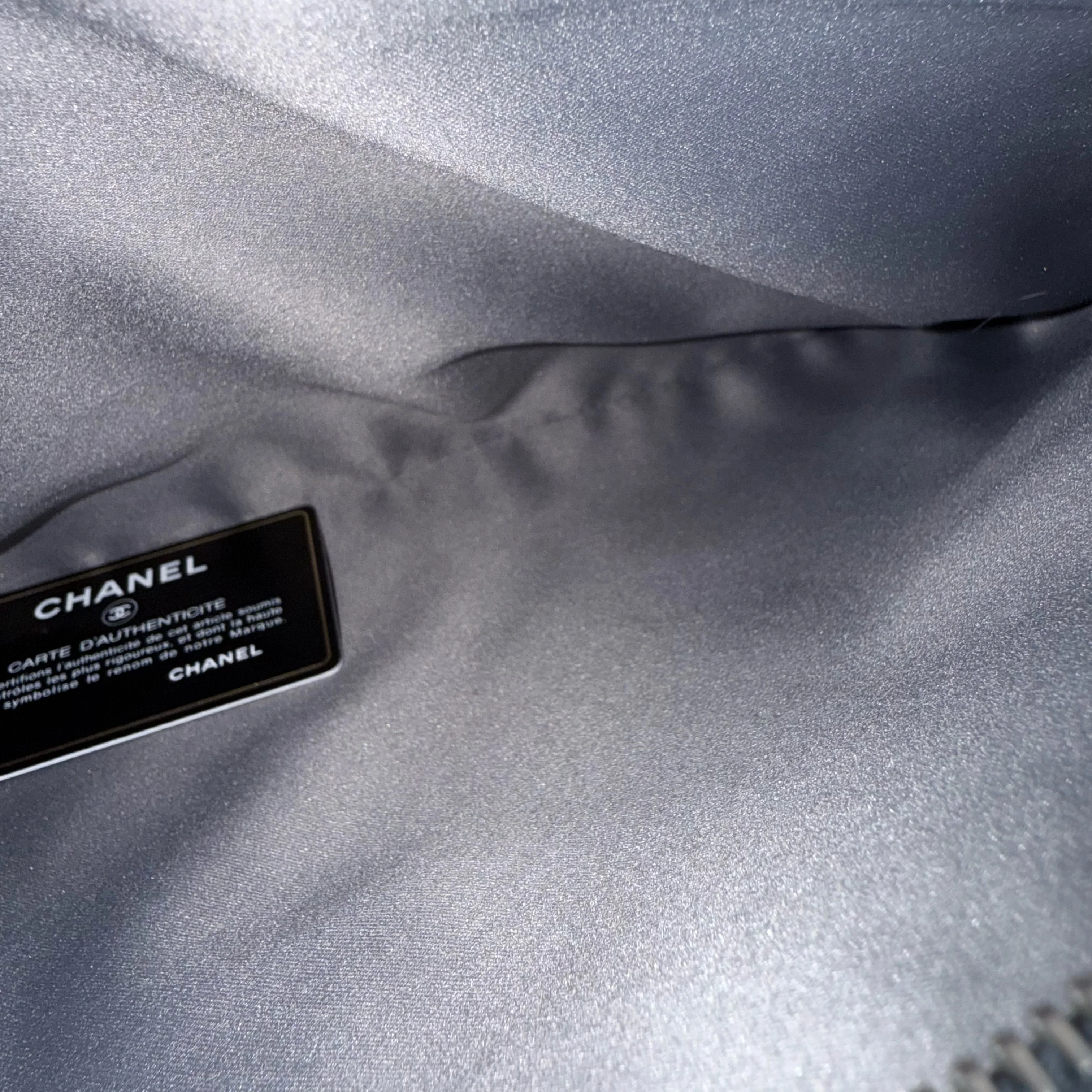 Chanel GST Grand Shopping Tote - Caviar Quilted Grained Calfskin Grey Gray Silver Hardware Series 18