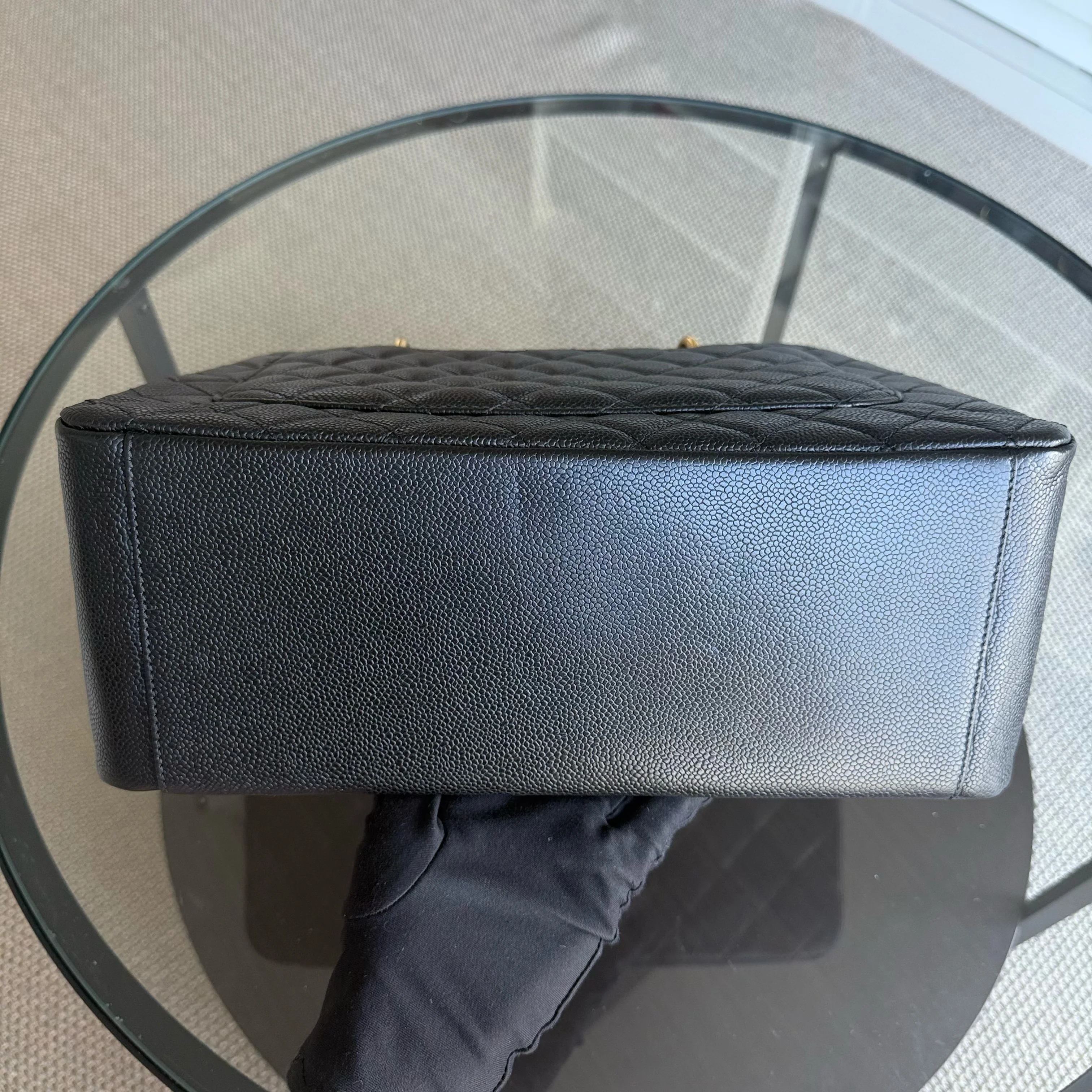 Chanel GST Grand Shopping Tote - Caviar Quilted Grained Calfskin Black Gold Hardware Series 13