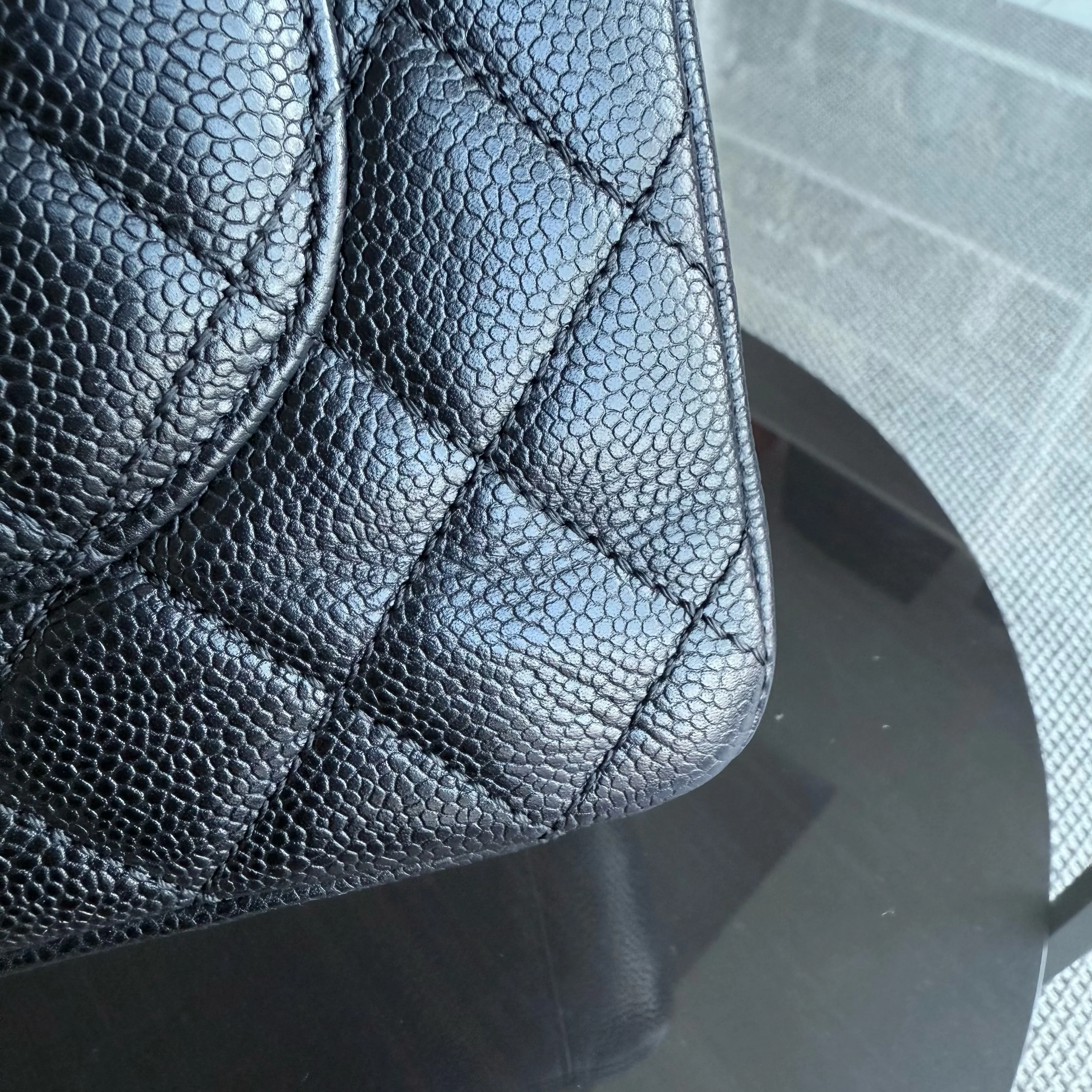Chanel GST Grand Shopping Tote - Caviar Quilted Grained Calfskin Black Gold Hardware Series 13