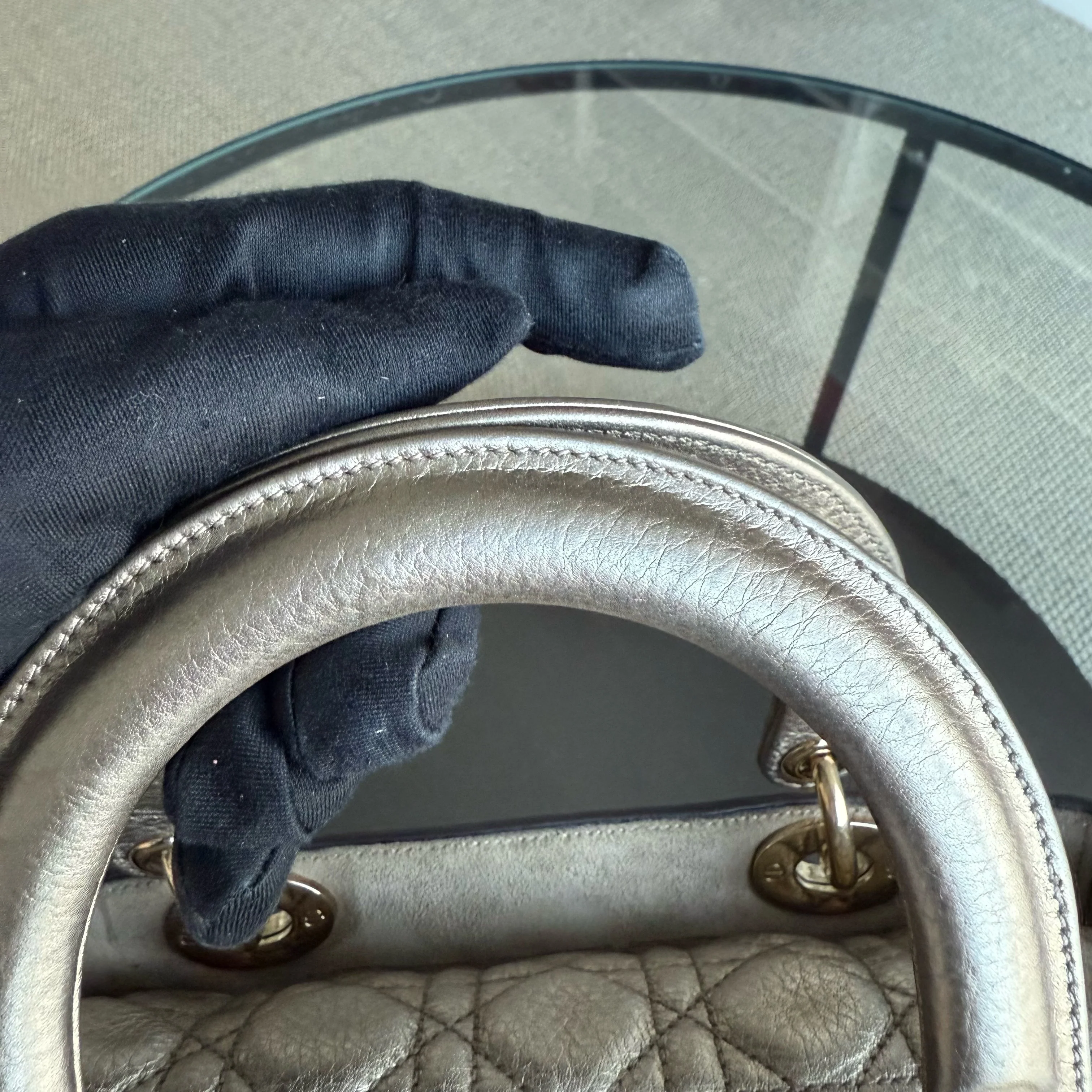 Dior Lady Medium Flap - Cannage Metallic Gold Gold Hardware