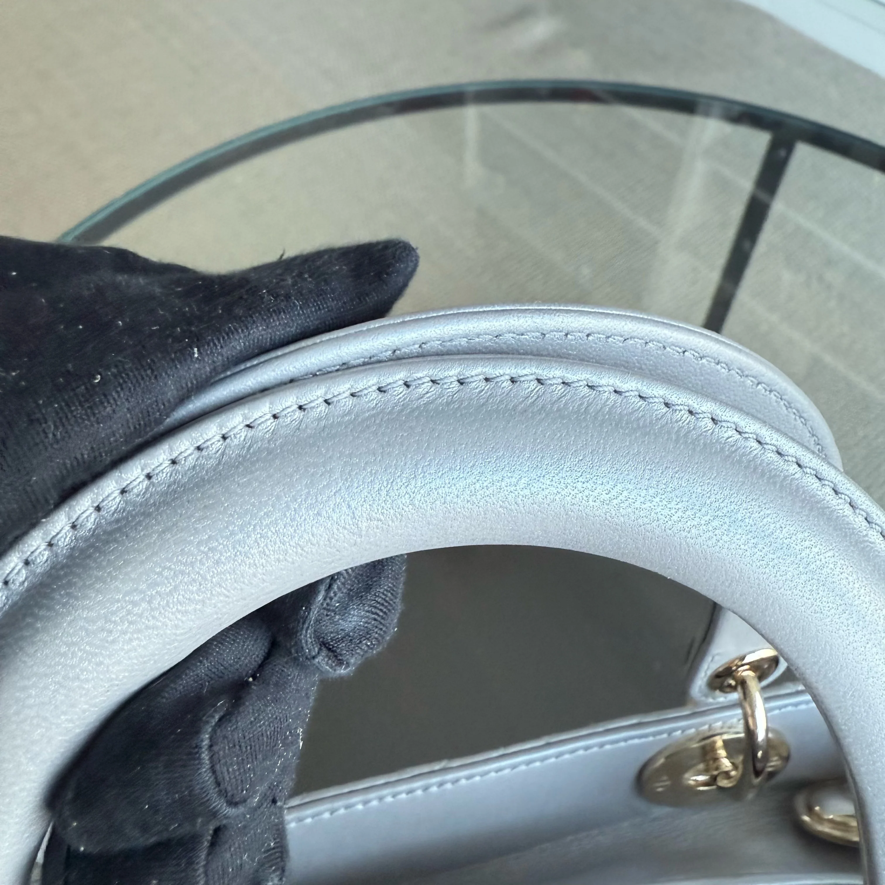 Dior Lady Medium - Cannage Lambskin Grey Gray Gold Hardware NO STRAP