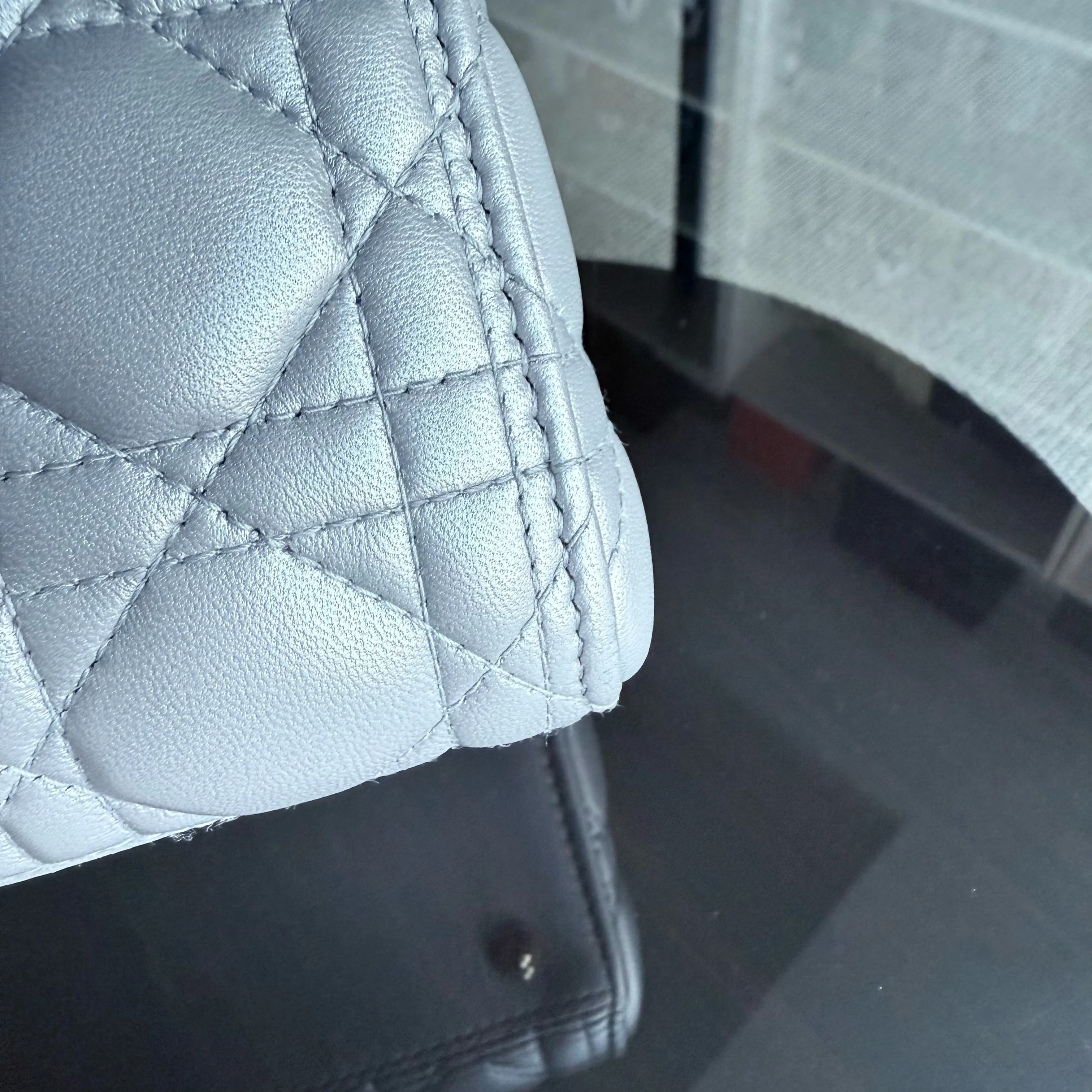 Dior Lady Medium - Cannage Lambskin Grey Gray Gold Hardware NO STRAP