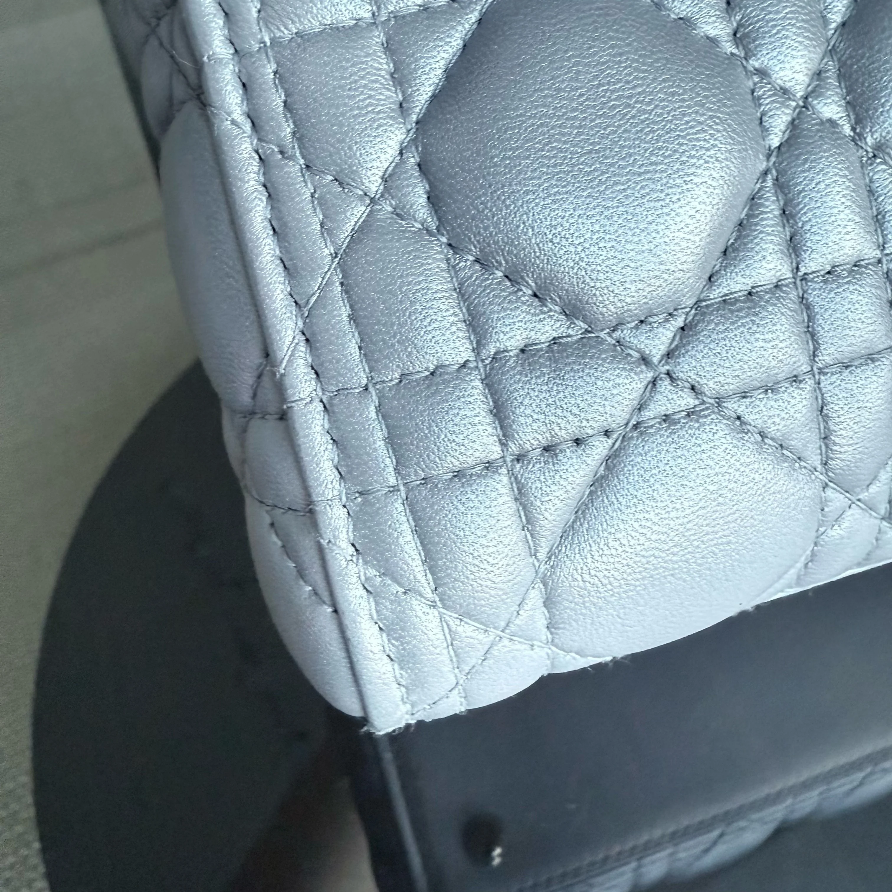 Dior Lady Medium - Cannage Lambskin Grey Gray Gold Hardware NO STRAP