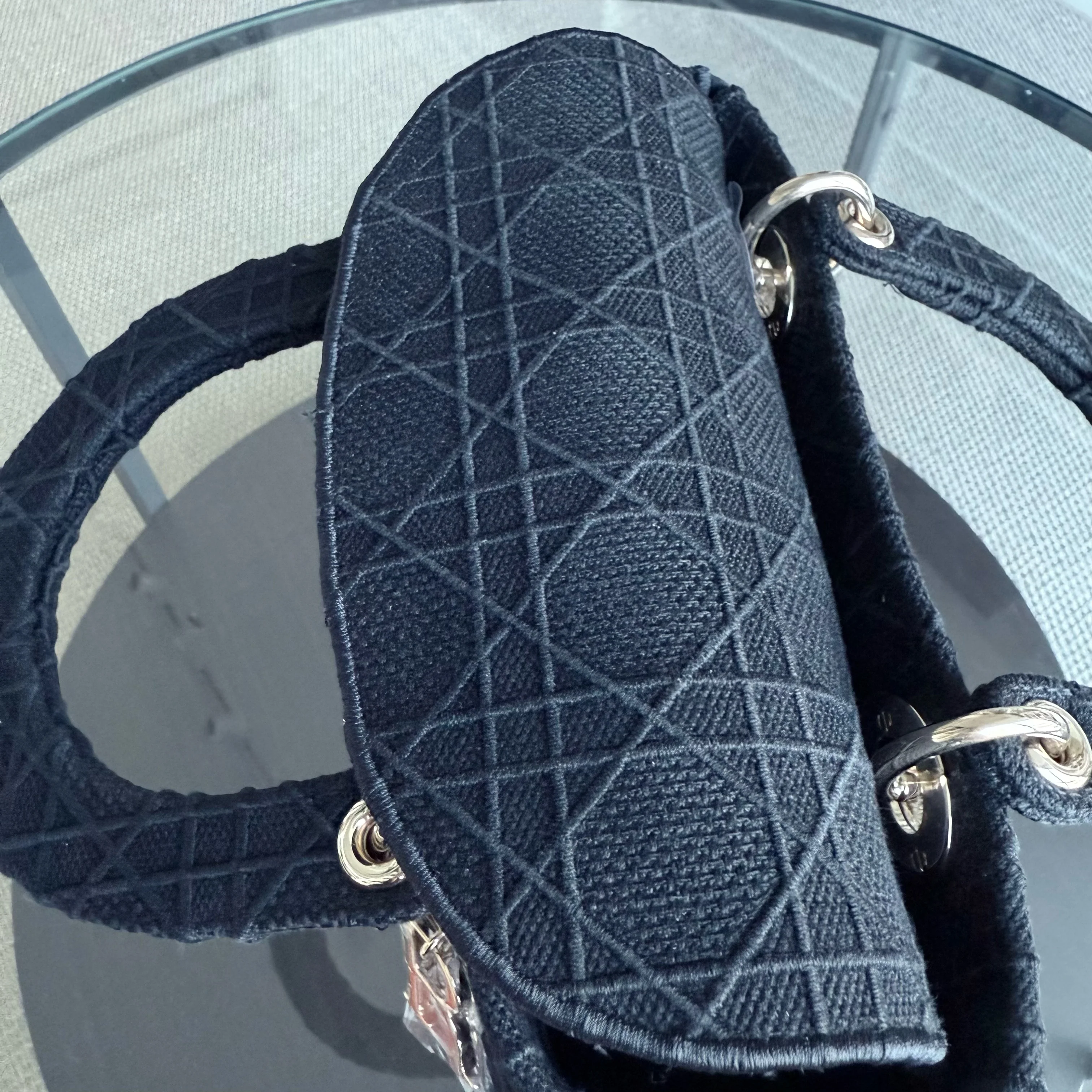 Dior Lady D-Lite Medium - Cannage Embroidered Canvas Black Gold Hardware