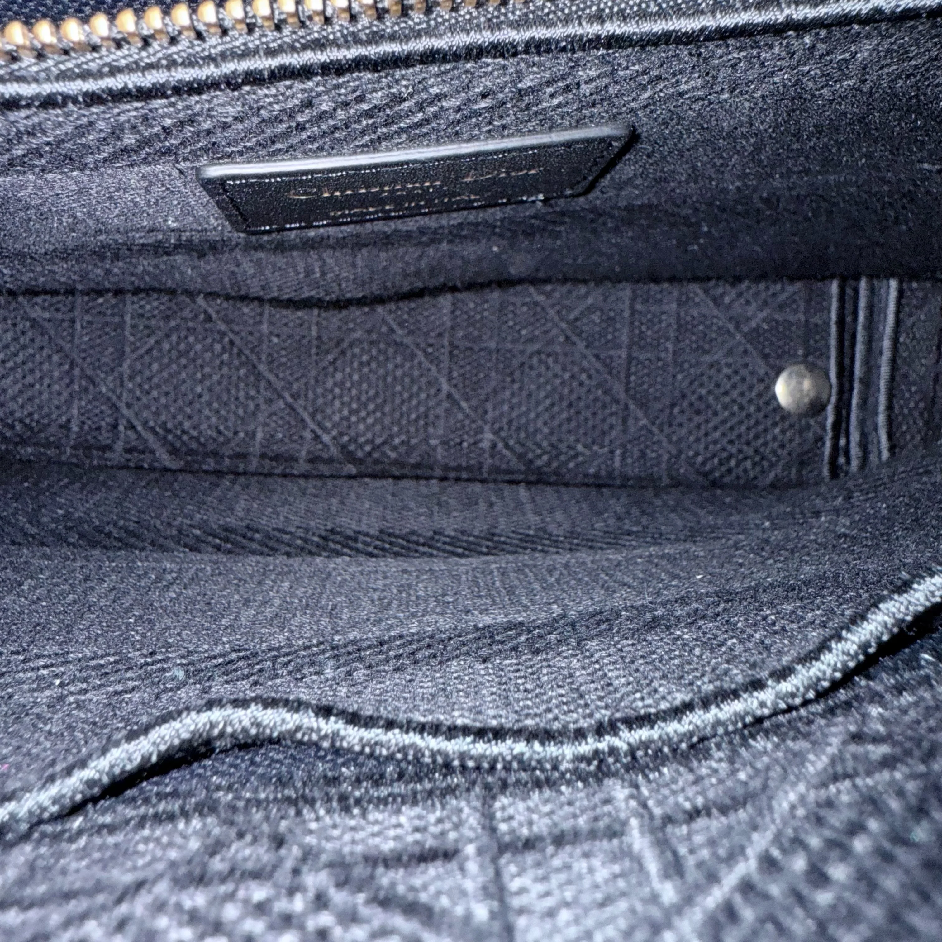 Dior Lady D-Lite Medium - Cannage Embroidered Canvas Black Gold Hardware