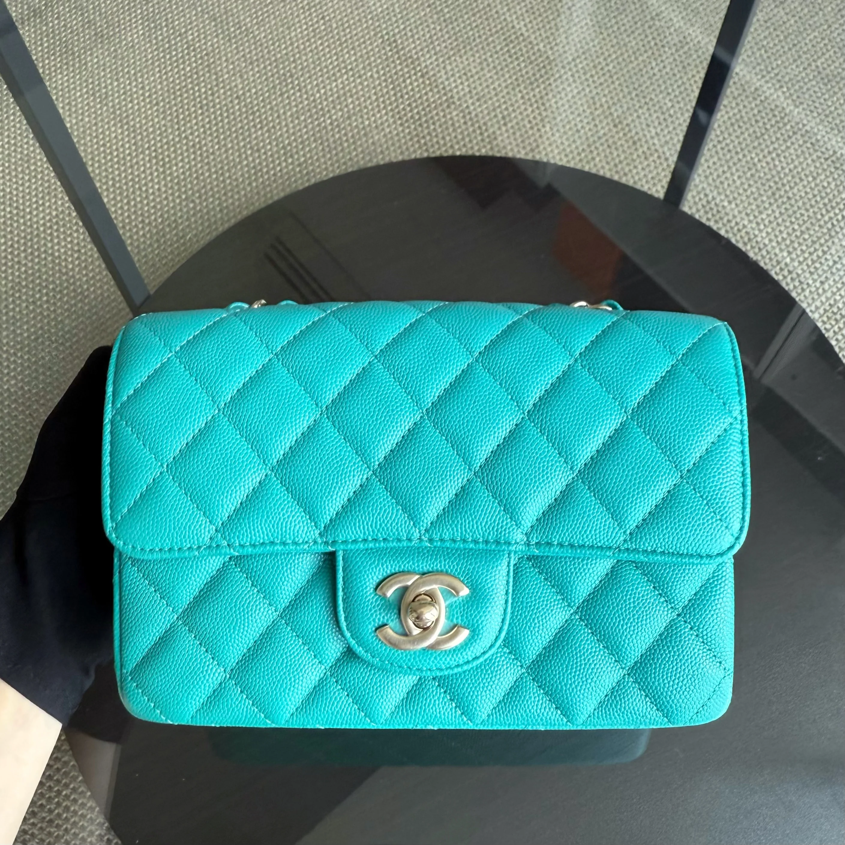 Chanel Classic Flap Mini - Caviar Quilted Grained Calfskin Cyan Gold Hardware Series 23