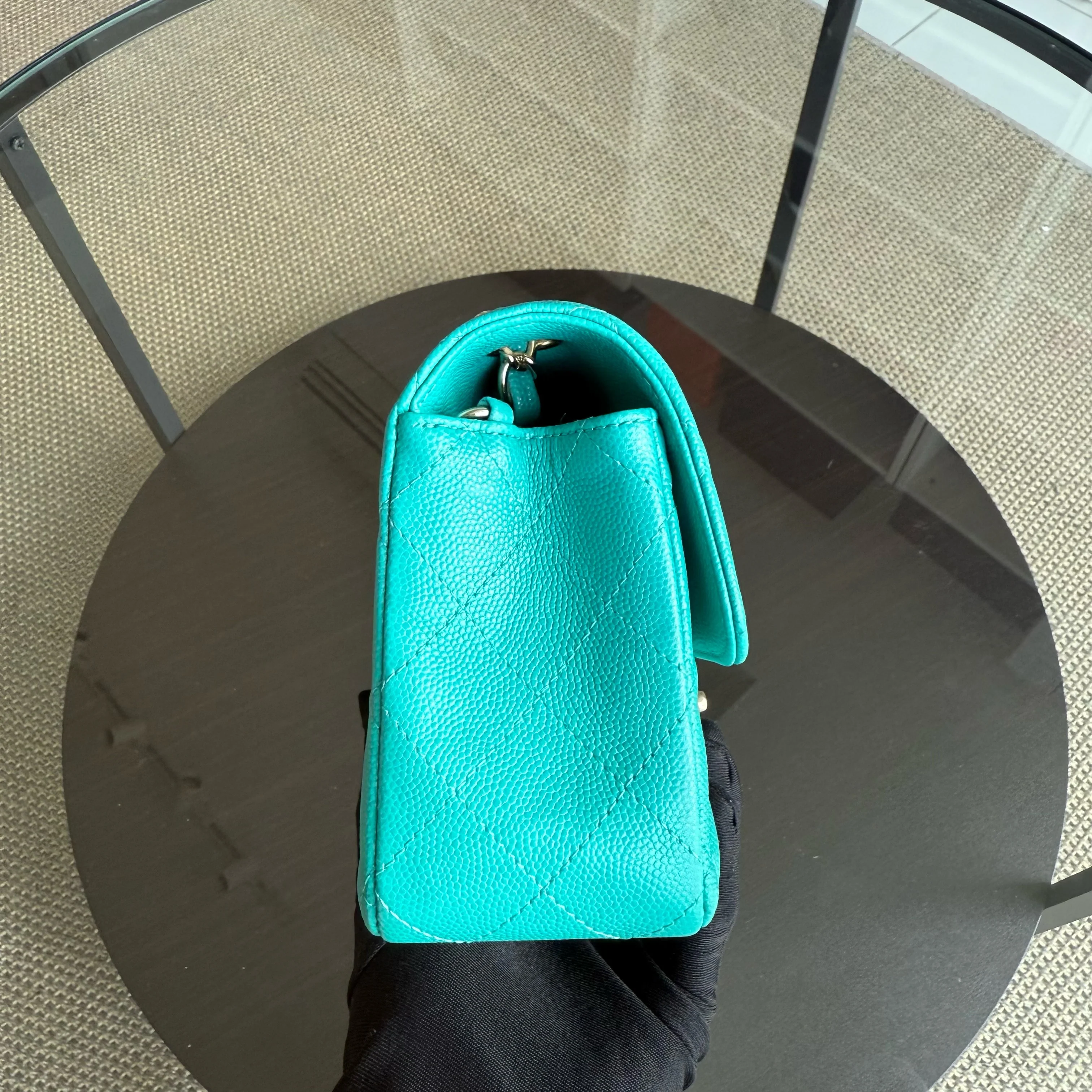 Chanel Classic Flap Mini - Caviar Quilted Grained Calfskin Cyan Gold Hardware Series 23