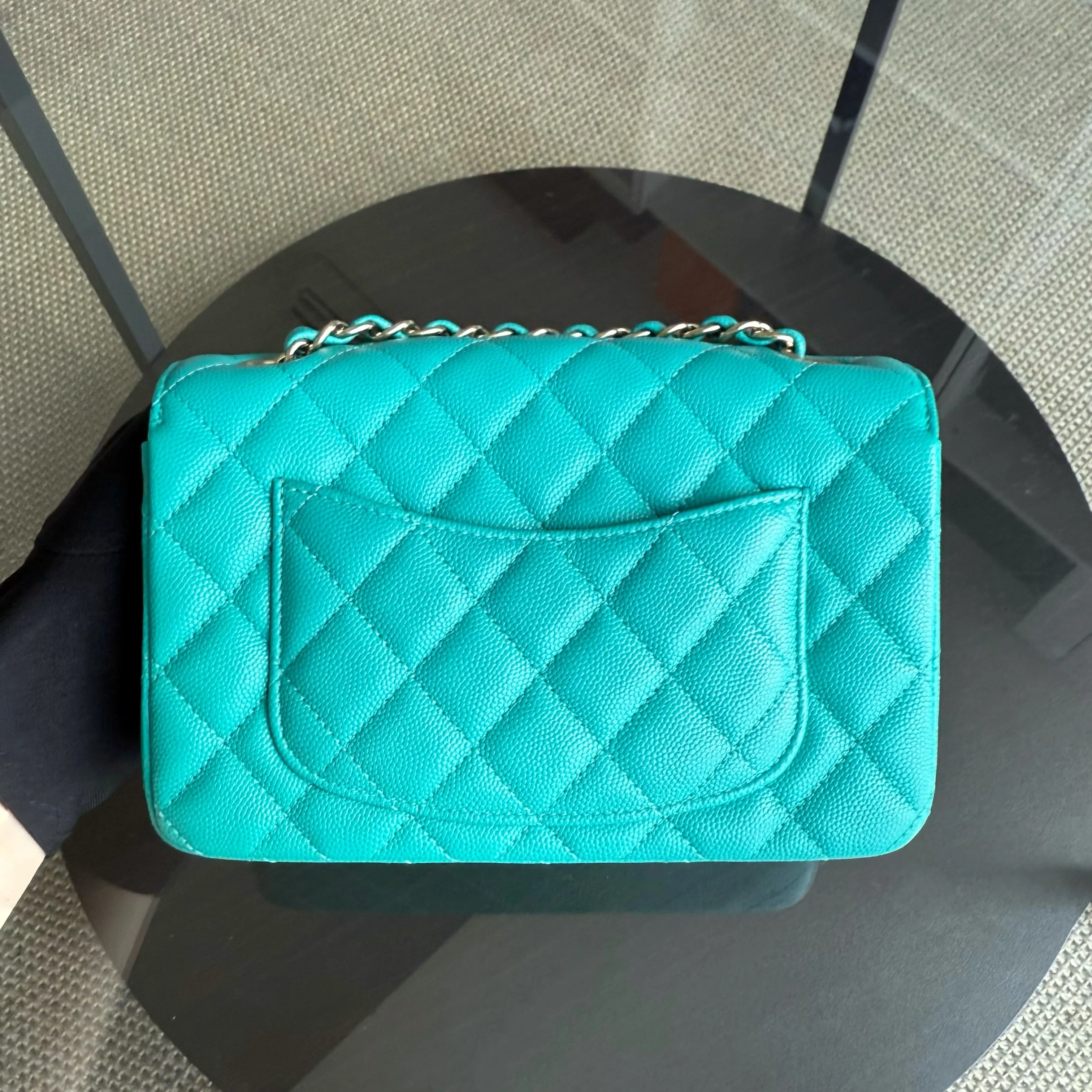 Chanel Classic Flap Mini - Caviar Quilted Grained Calfskin Cyan Gold Hardware Series 23